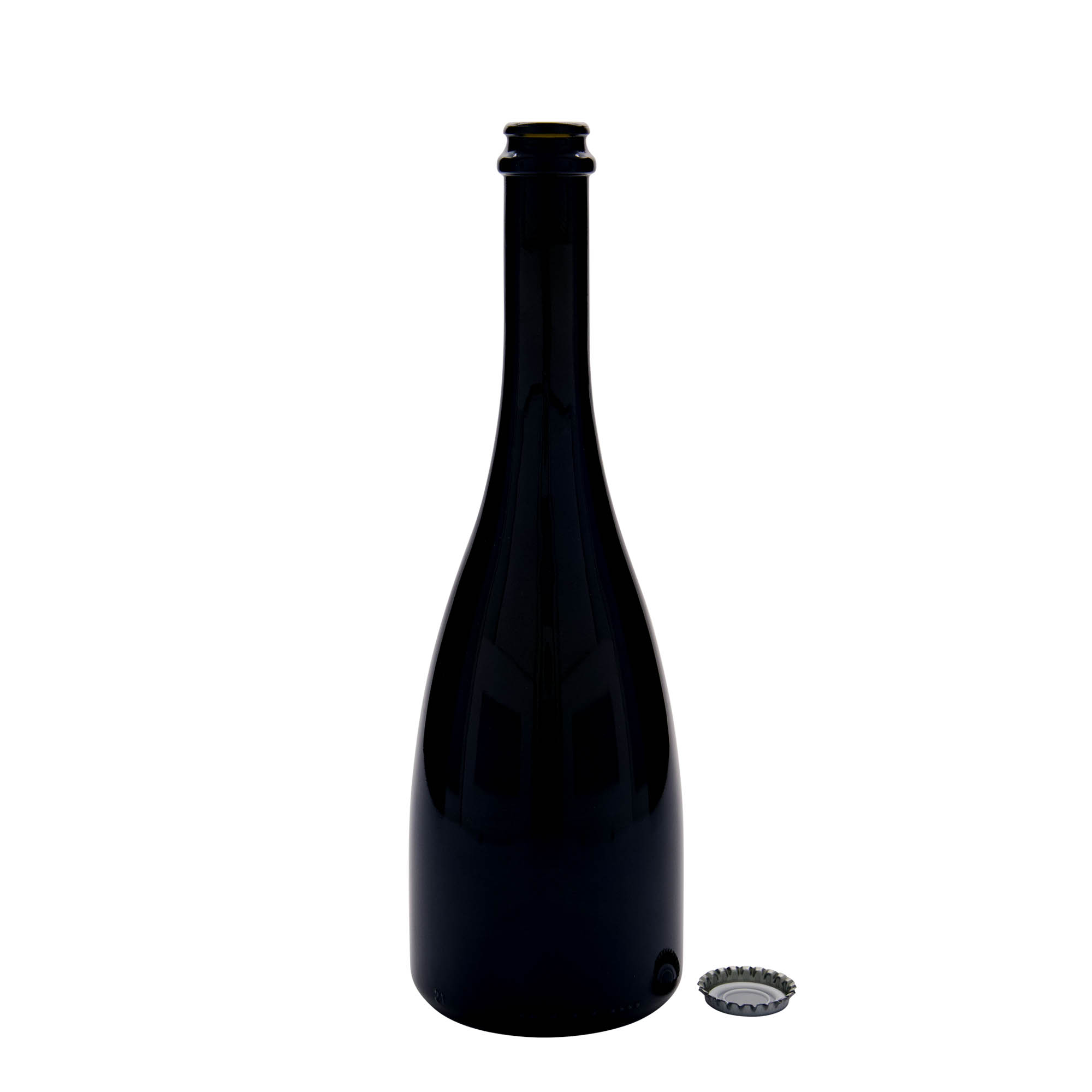 750 ml flaša za pivo/šampanjac 'Tosca', staklo, antikno zelena, otvor: krunski čep