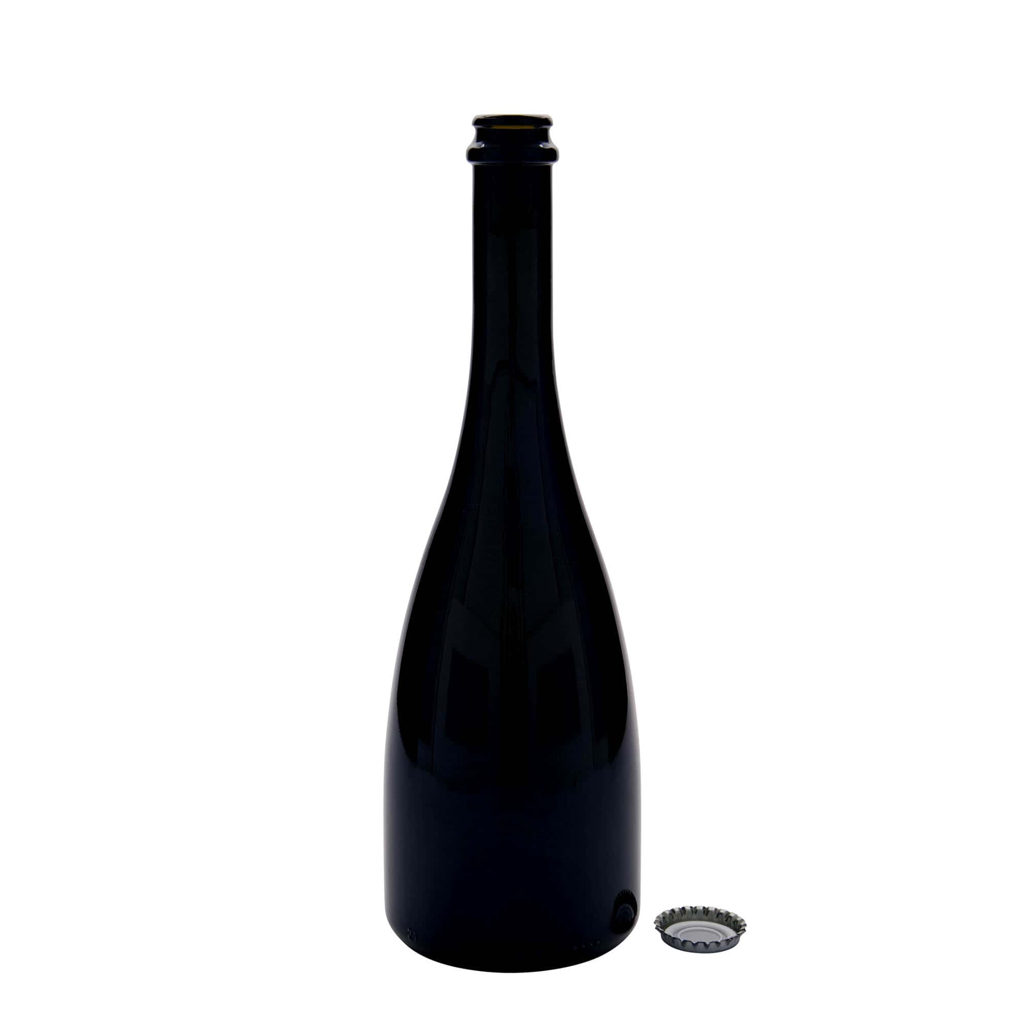 750 ml flaša za pivo/šampanjac 'Tosca', staklo, antikno zelena, otvor: krunski čep