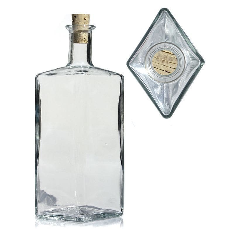 Staklena boca od 500 ml 'Riva', oblik dijamanta, otvor: Plutani čep Staklena boca od 500 ml 'Riva', oblik dijamanta, otvor: Plutani čep
