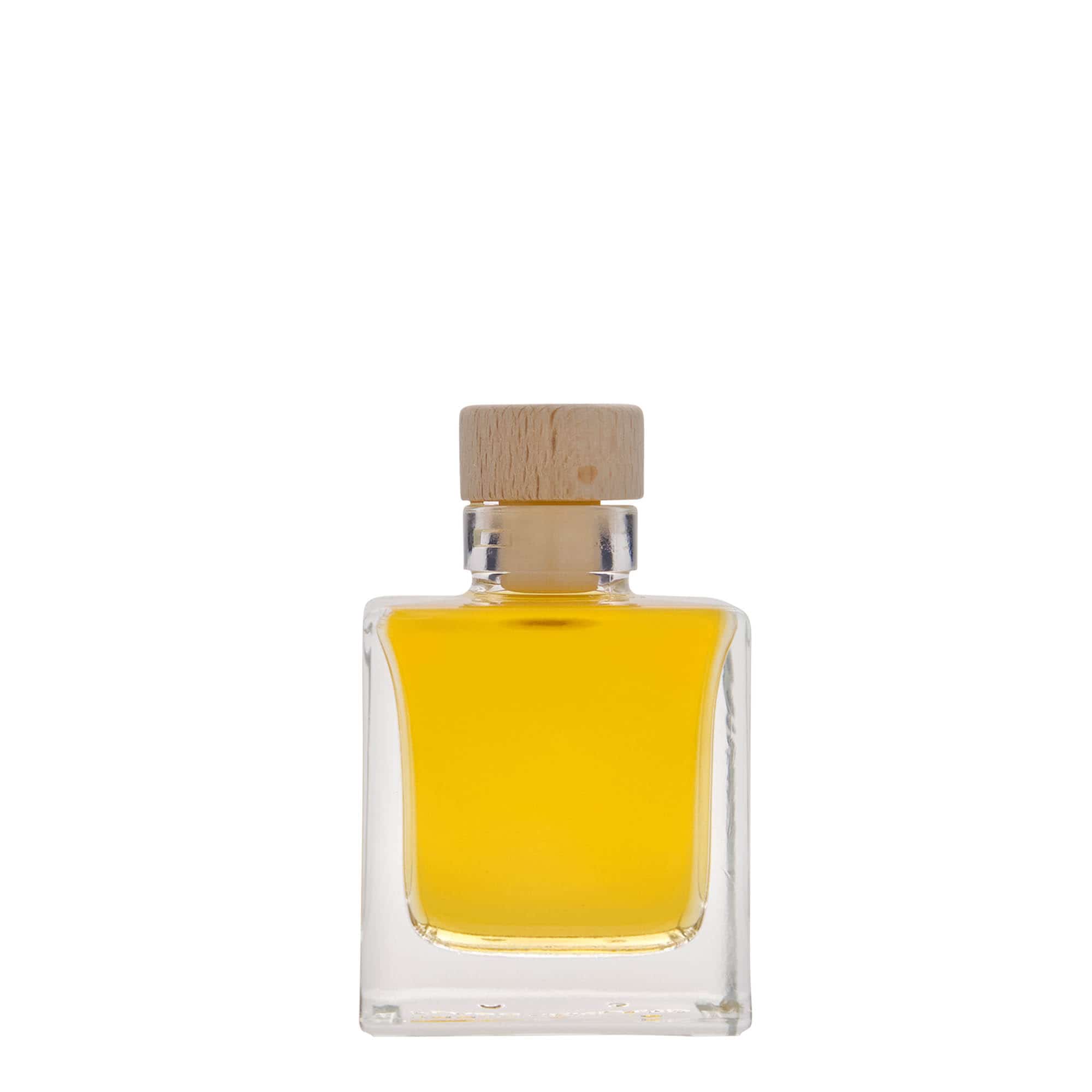 100 ml staklena flaša 'Cube', kvadratna, otvor: čep