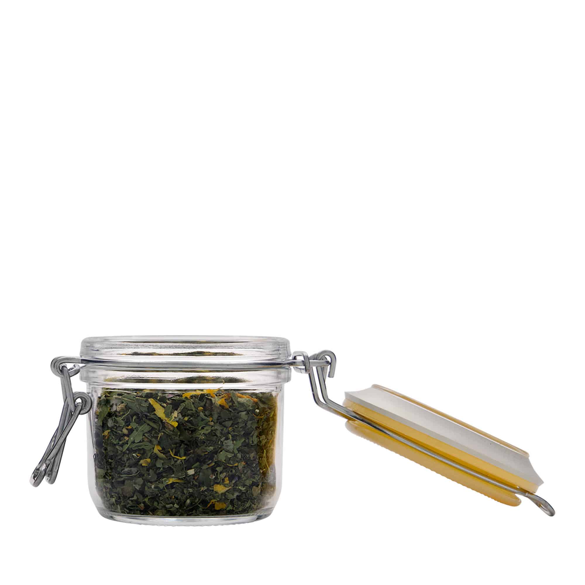 200 ml staklena tegla sa žičanim zatvaračem 'Fido', žuta, otvor: žičani zatvarač