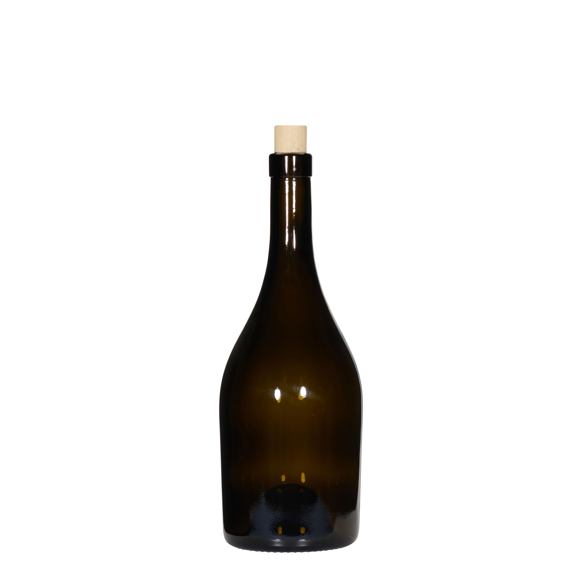 750 ml vinska boca 'Exclusive', antikno zelena, grlo: pluta