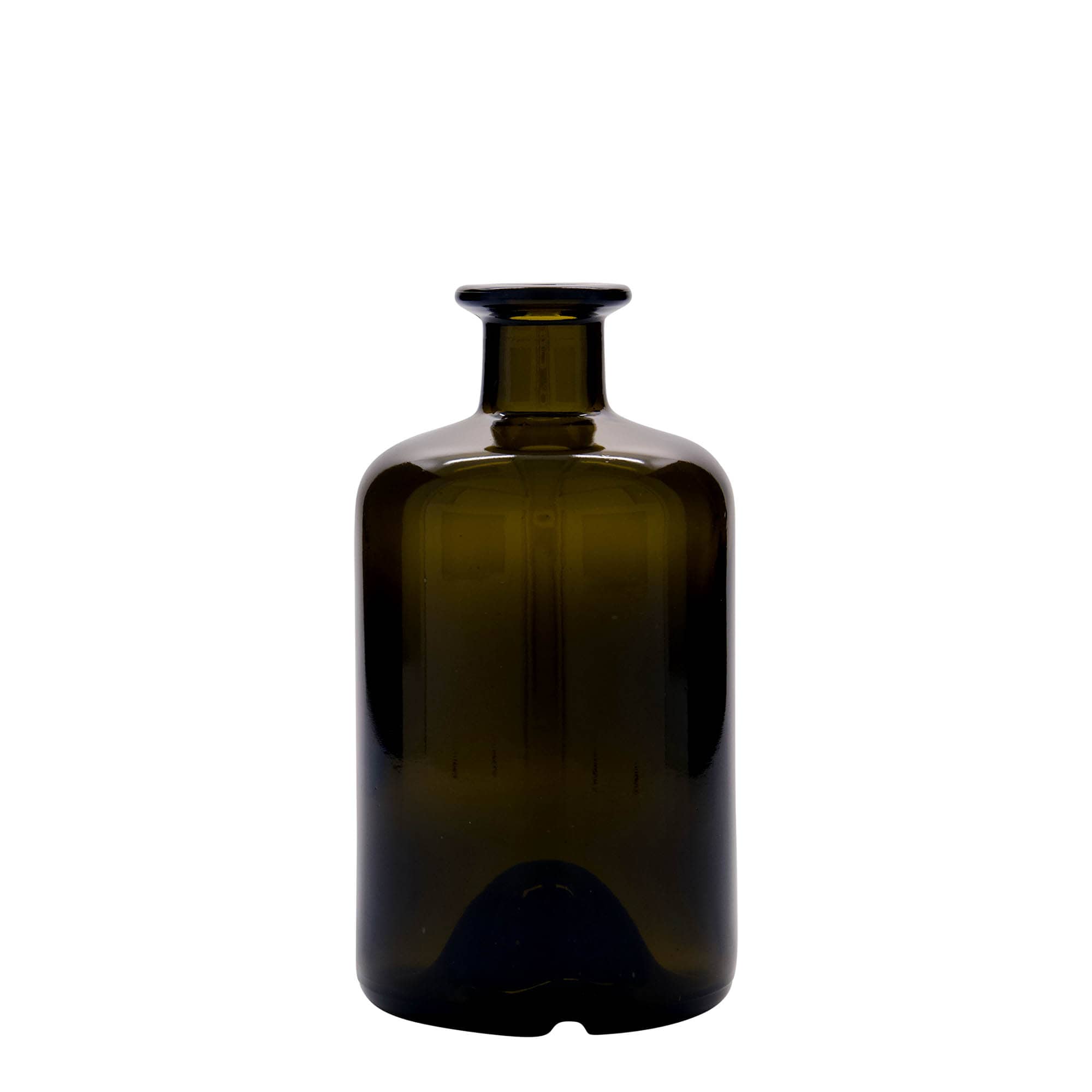 500 ml staklena flaša apotekarska, antikno zelena, grlo: čep