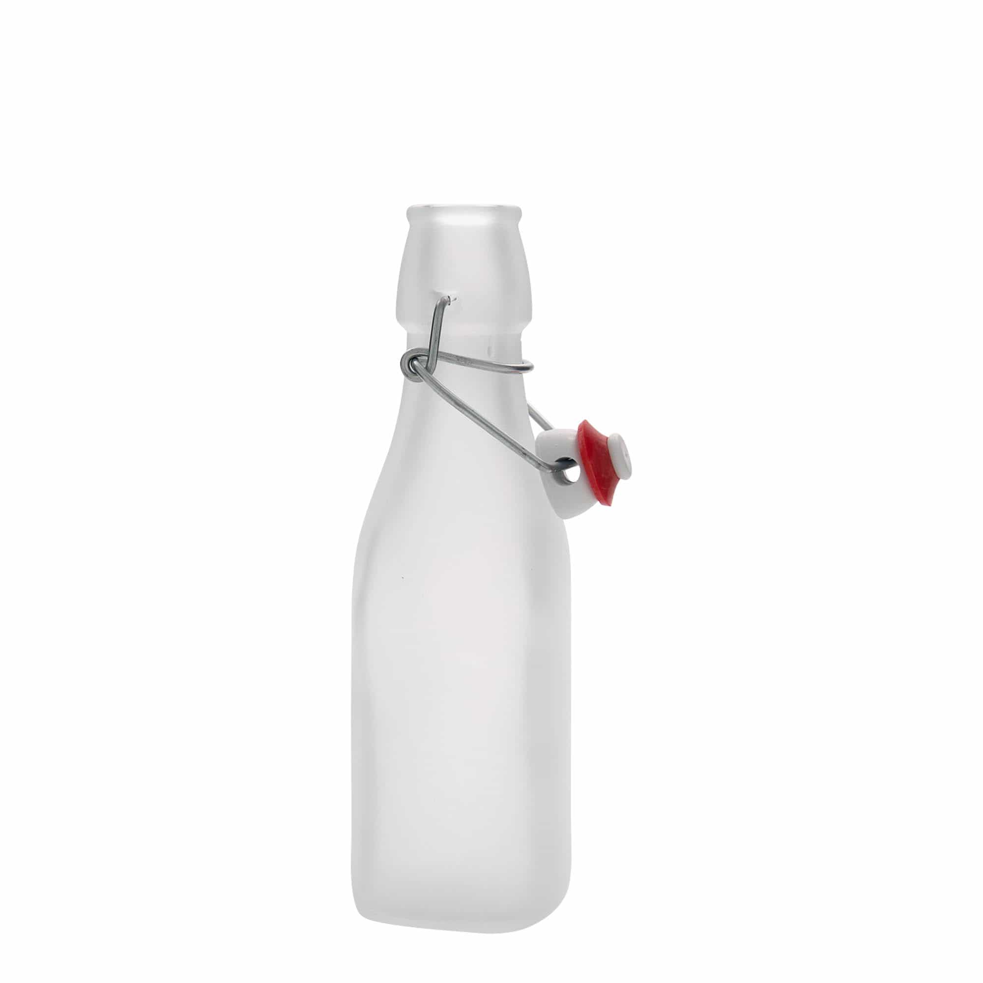 250 ml staklena boca 'Swing, kvadratna, bela, otvor: kopča za zatvaranje