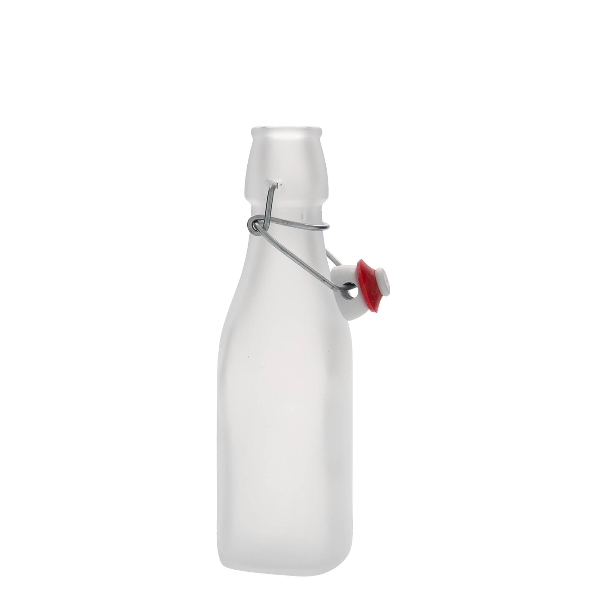 250 ml staklena boca 'Swing, kvadratna, bela, otvor: kopča za zatvaranje
