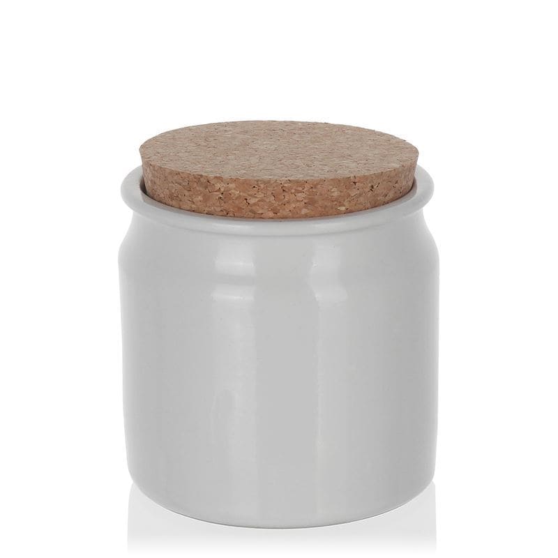 Kamena tegla od 160 ml, keramika, bela, otvor: Plutani čep