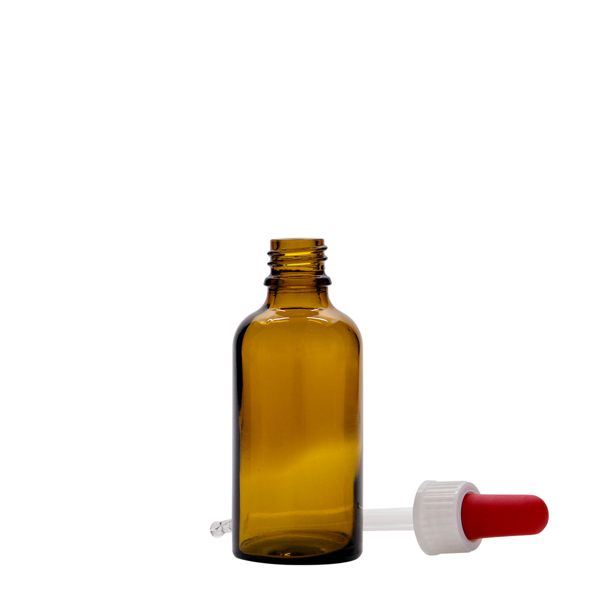 50 ml bočica sa kapaljkom, medicinska, staklena, braon-crvena, grlo: DIN 18