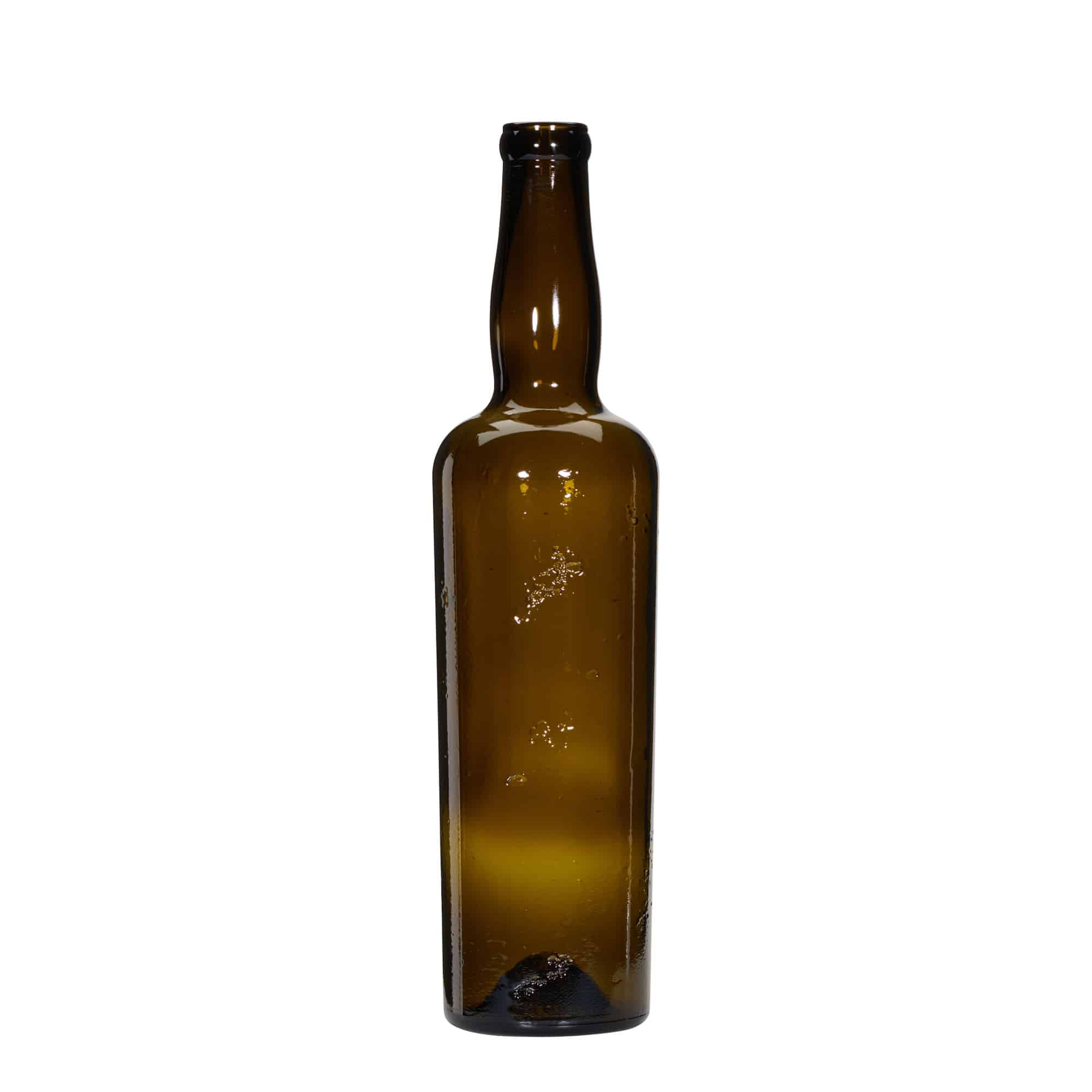 750 ml ručno rađena staklena boca 'Siroco', braon, otvor: plutani čep