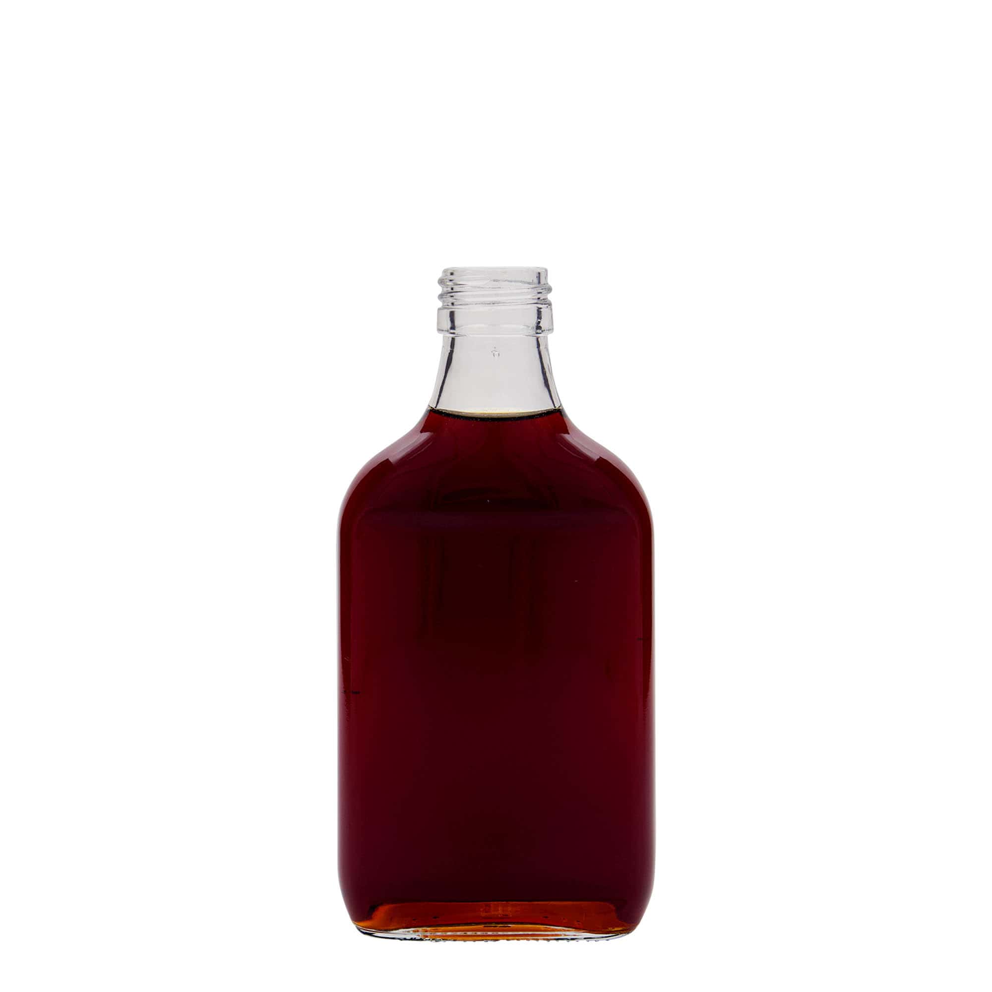200 ml džepna boca, pravougaona, staklo, grlo: PP 28