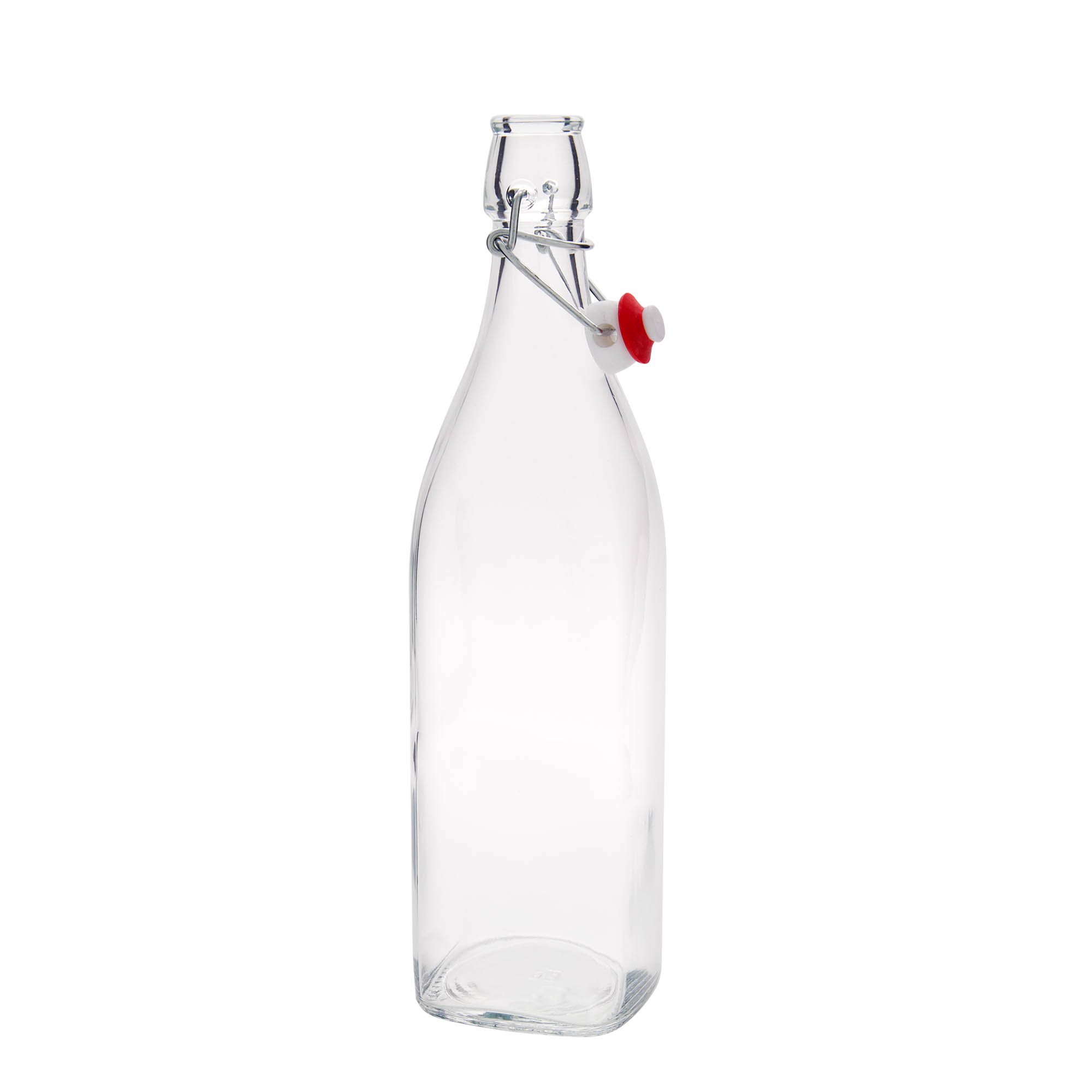 1.000 ml staklena boca 'Swing, kvadratna, otvor: zatvarač sa kopčom