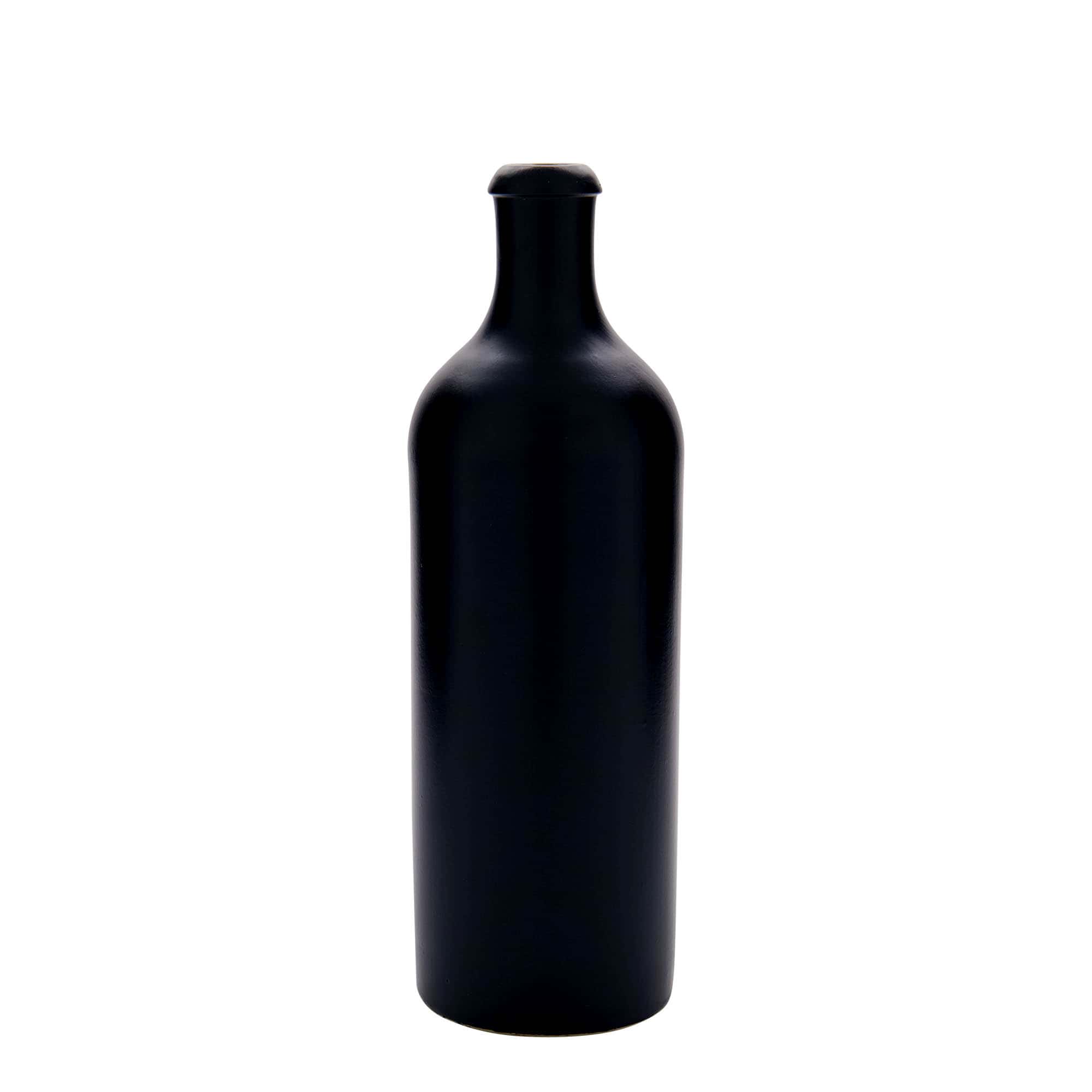 Glinena boca od 750 ml, keramika, crna, otvor: Plutani čep Glinena boca od 750 ml, keramika, crna, otvor: Plutani čep