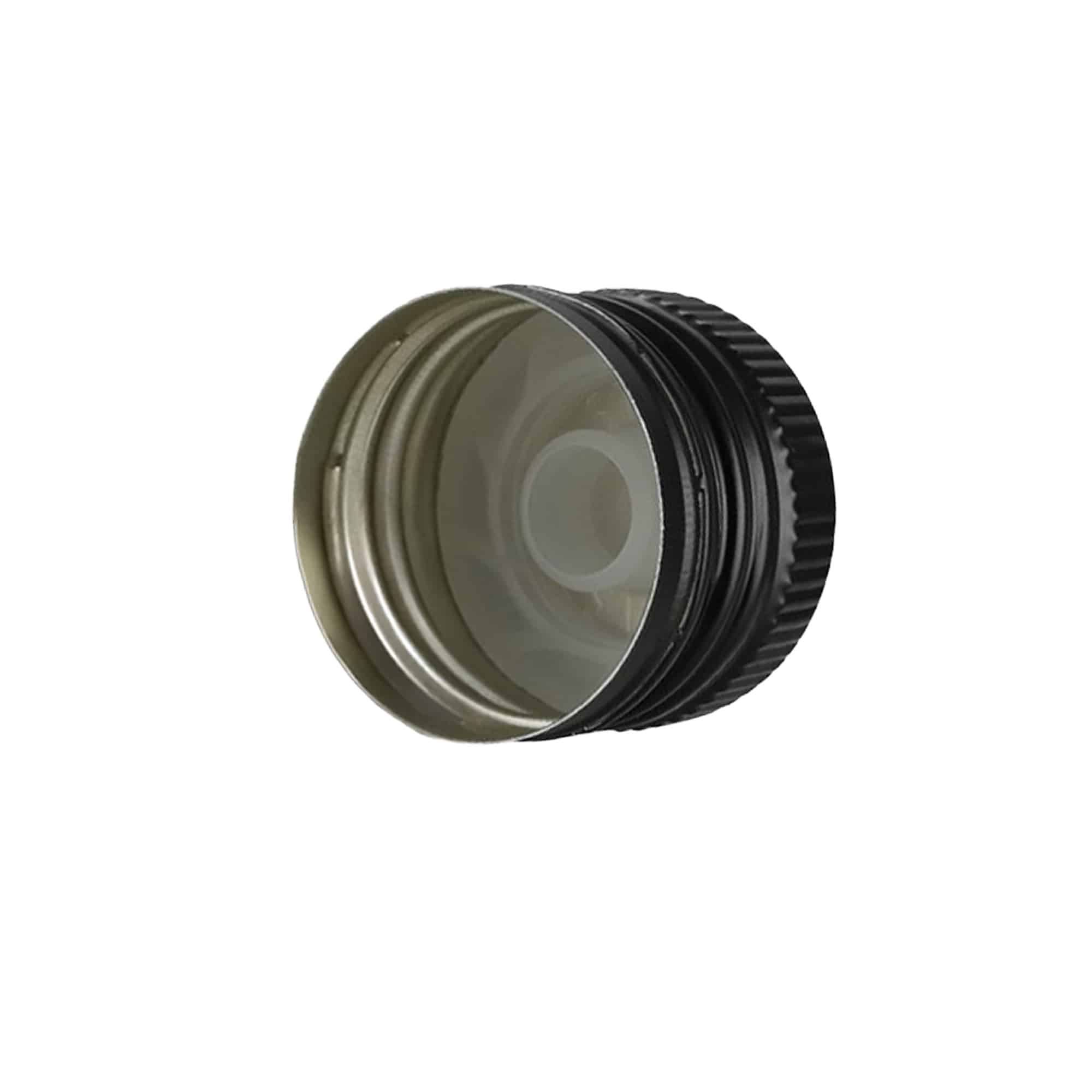 Zatvarač sa navojem sa izlivačem, metal-plastika, crni, za otvor: PP 31,5