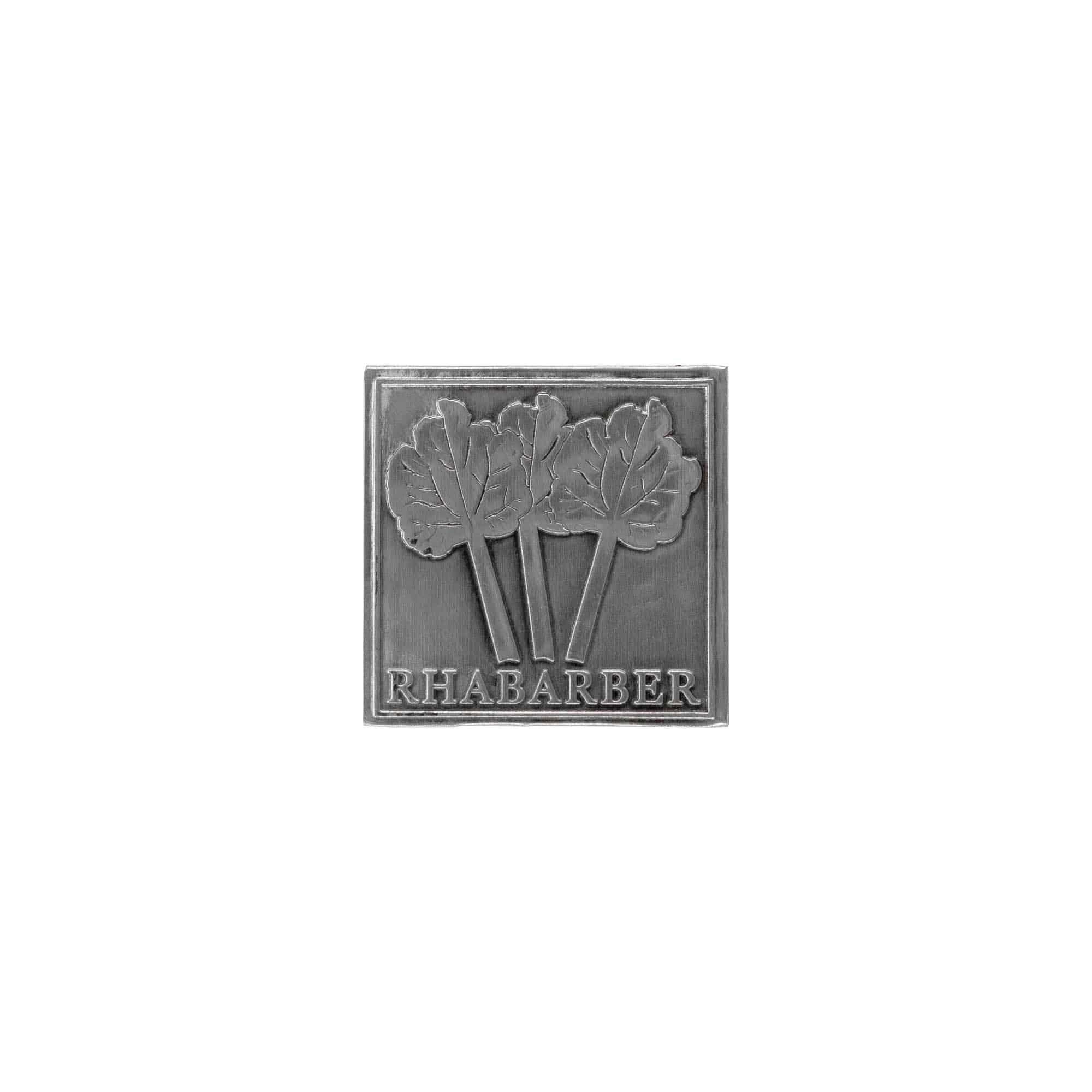 Limena etiketa 'Rabarbara', kvadratna, metal, srebrna Limena etiketa 'Rabarbara', kvadratna, metal, srebrna