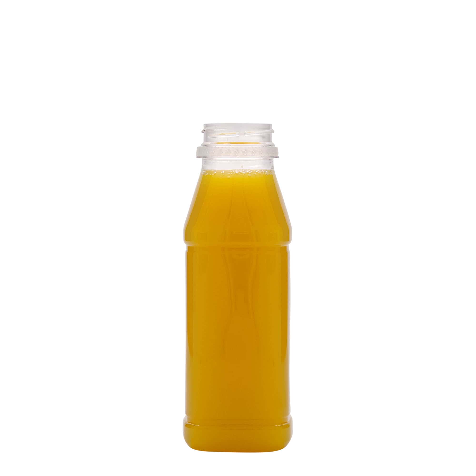 330 ml PET-flaša 'Milk and Juice Carré', kvadratna, plastika, grlo: 38 mm