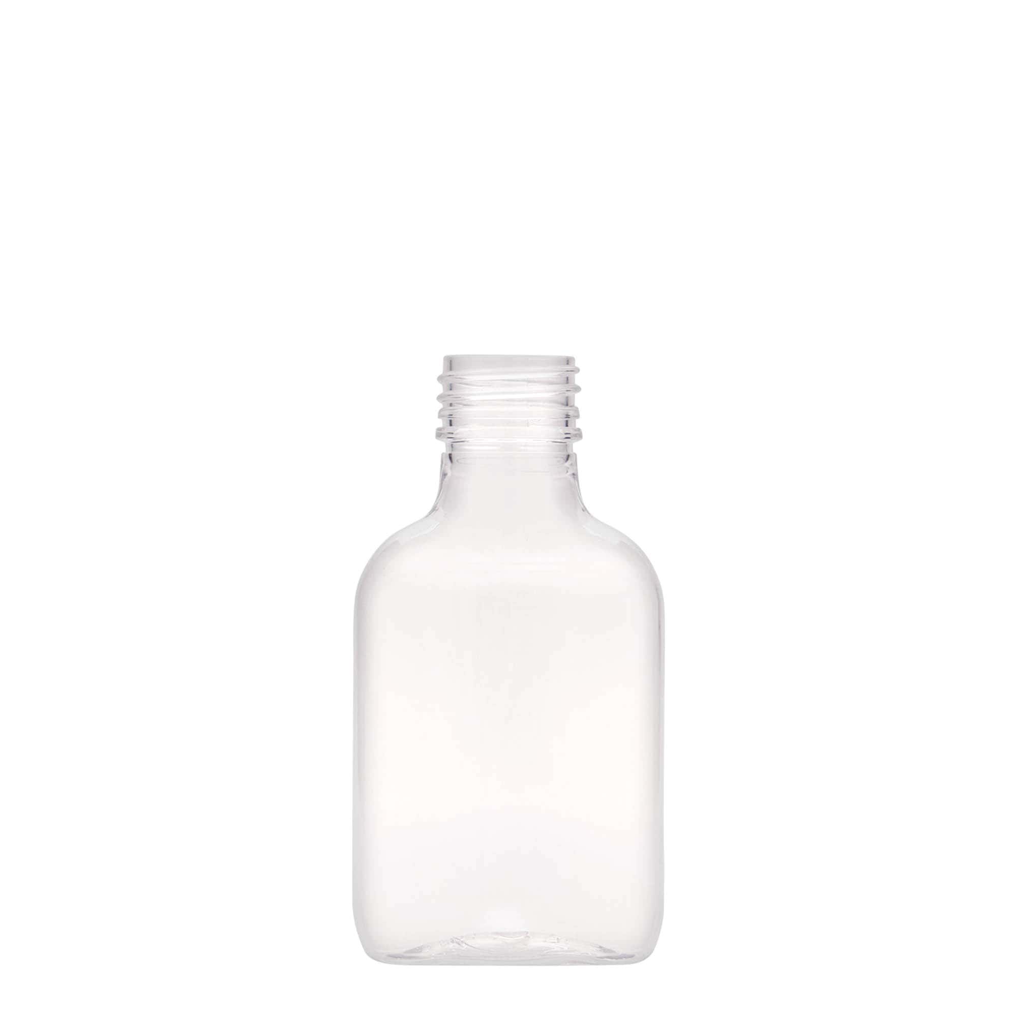 100 ml bočica za džep, ovalna, PET-plastika, grlo: PP 28