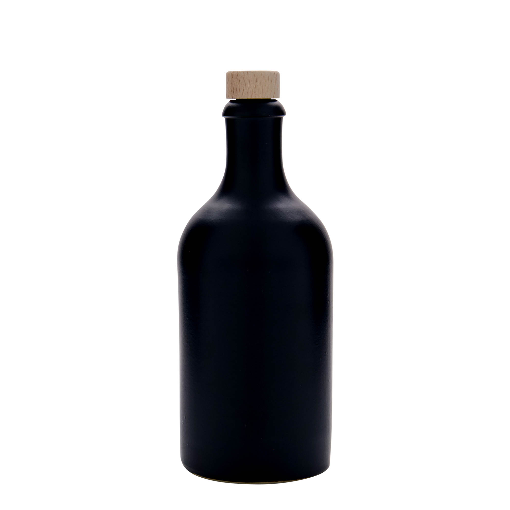 500 ml glineni vrč, kamenina, crni, otvor: plutani čep