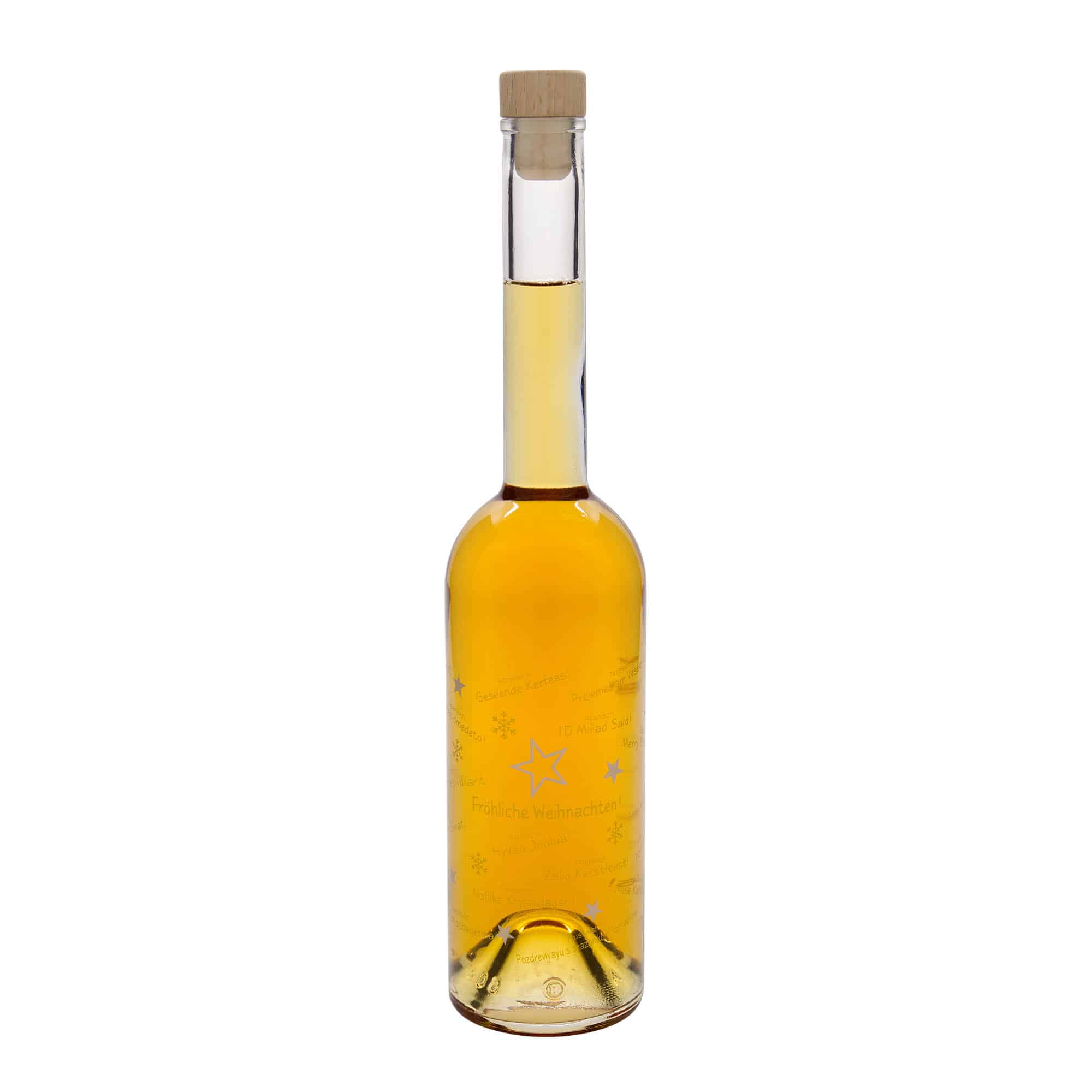 500 ml staklena flaša 'Opera', motiv: Božić u svetu, grlo: plutа