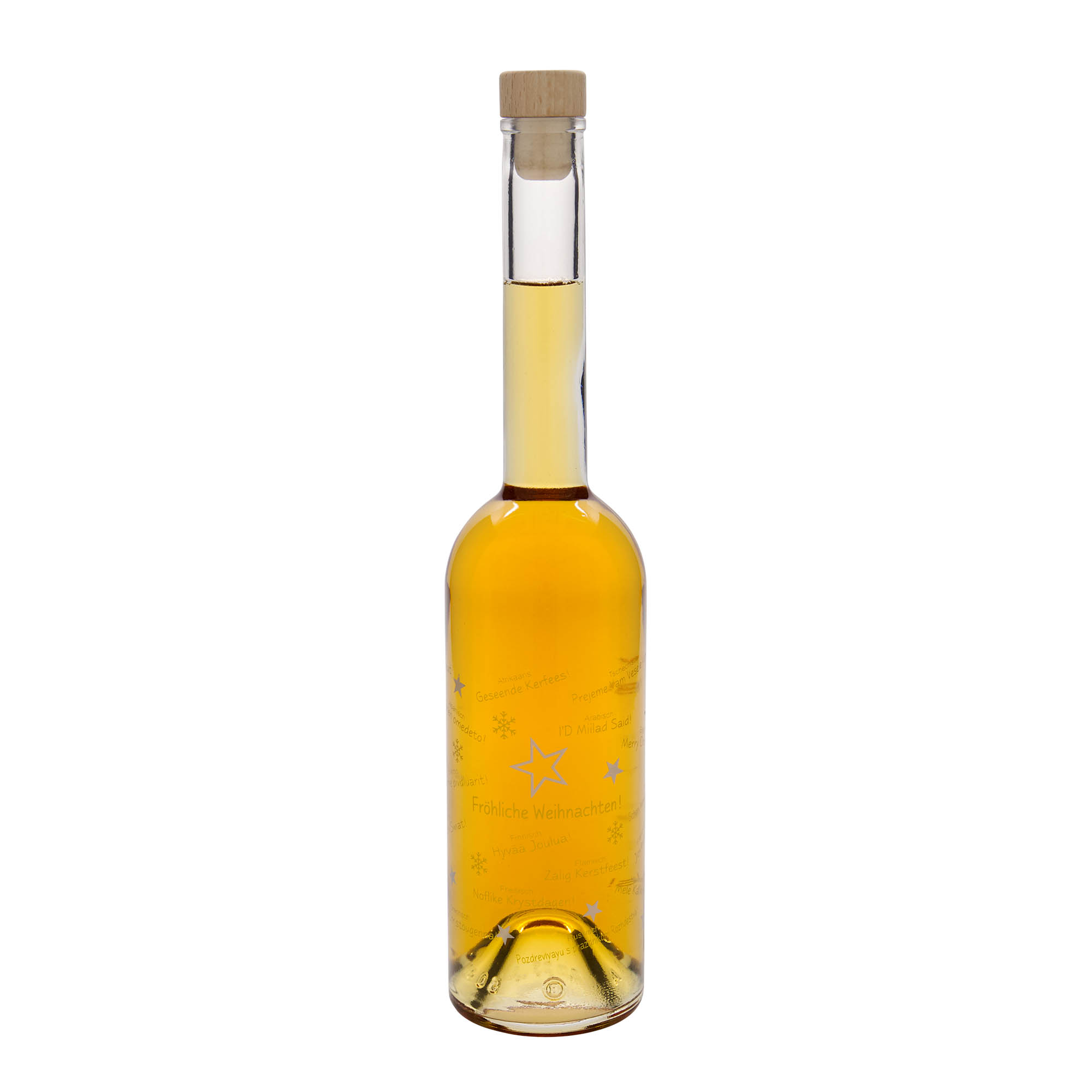500 ml staklena flaša 'Opera', motiv: Božić u svetu, grlo: plutа