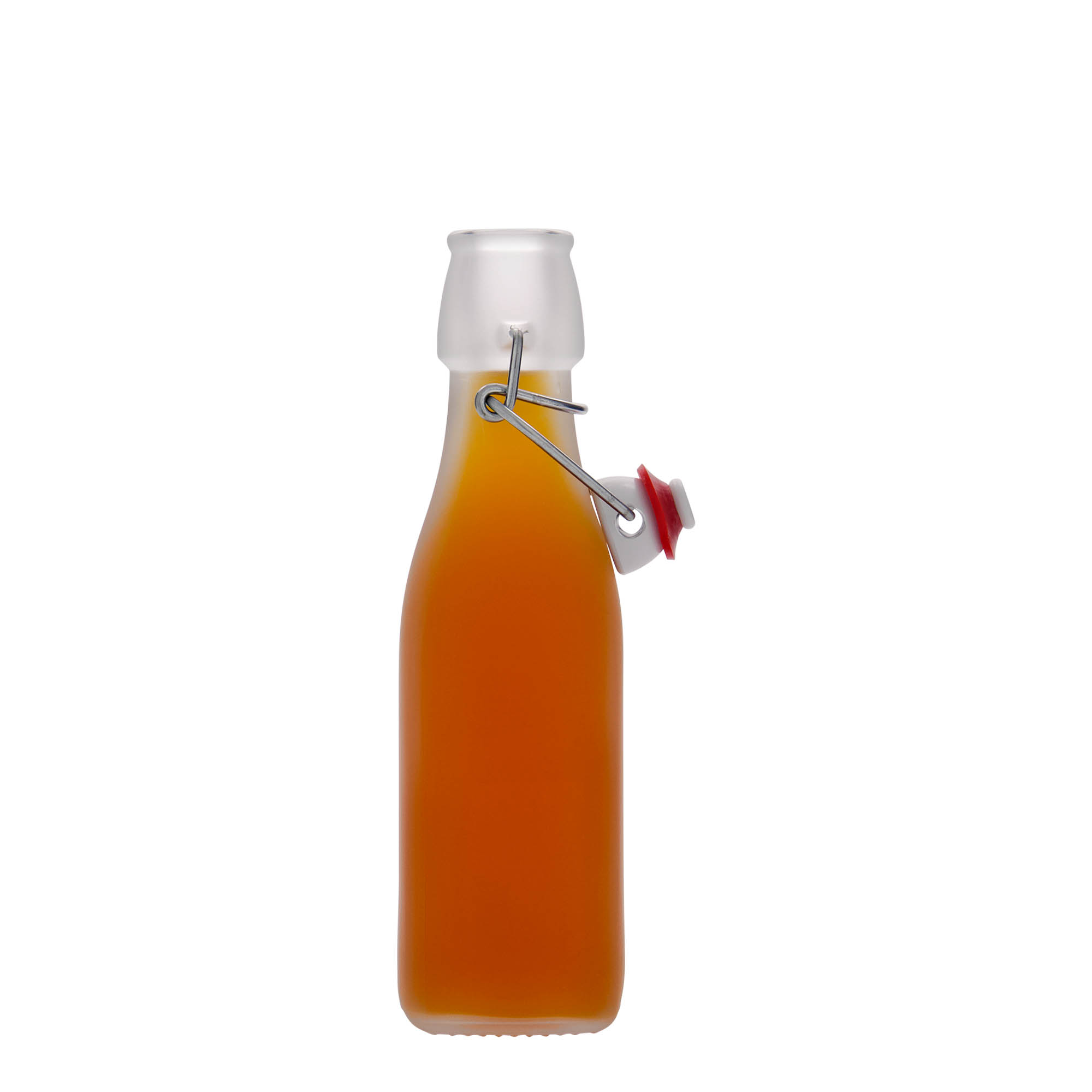 250 ml staklena boca 'Swing, kvadratna, bela, otvor: kopča za zatvaranje