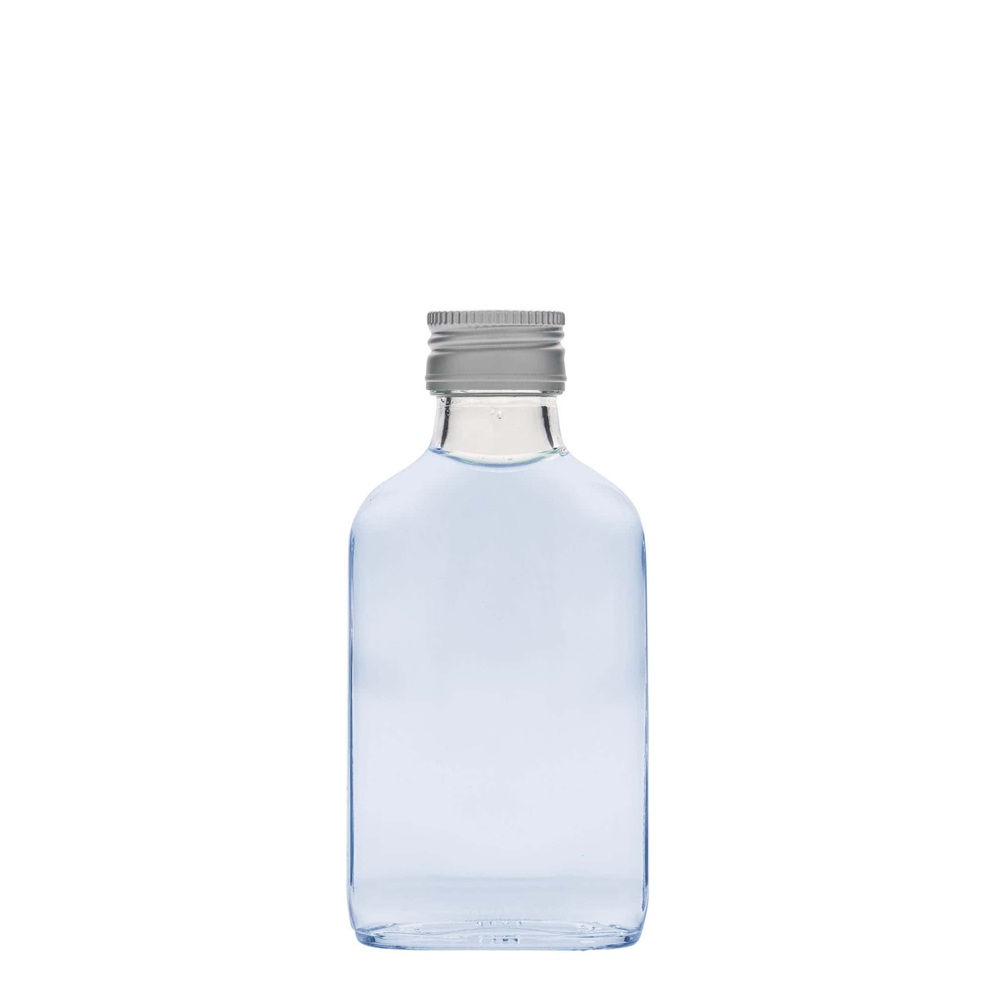 100 ml džepna bočica, pravougaona, staklo, grlo: PP 28
