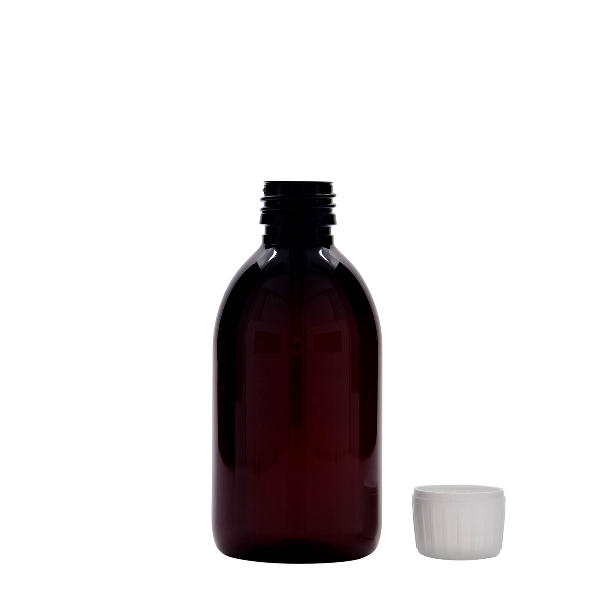 250 ml PET medicinska boca, braon, plastika, grlo: PP 28