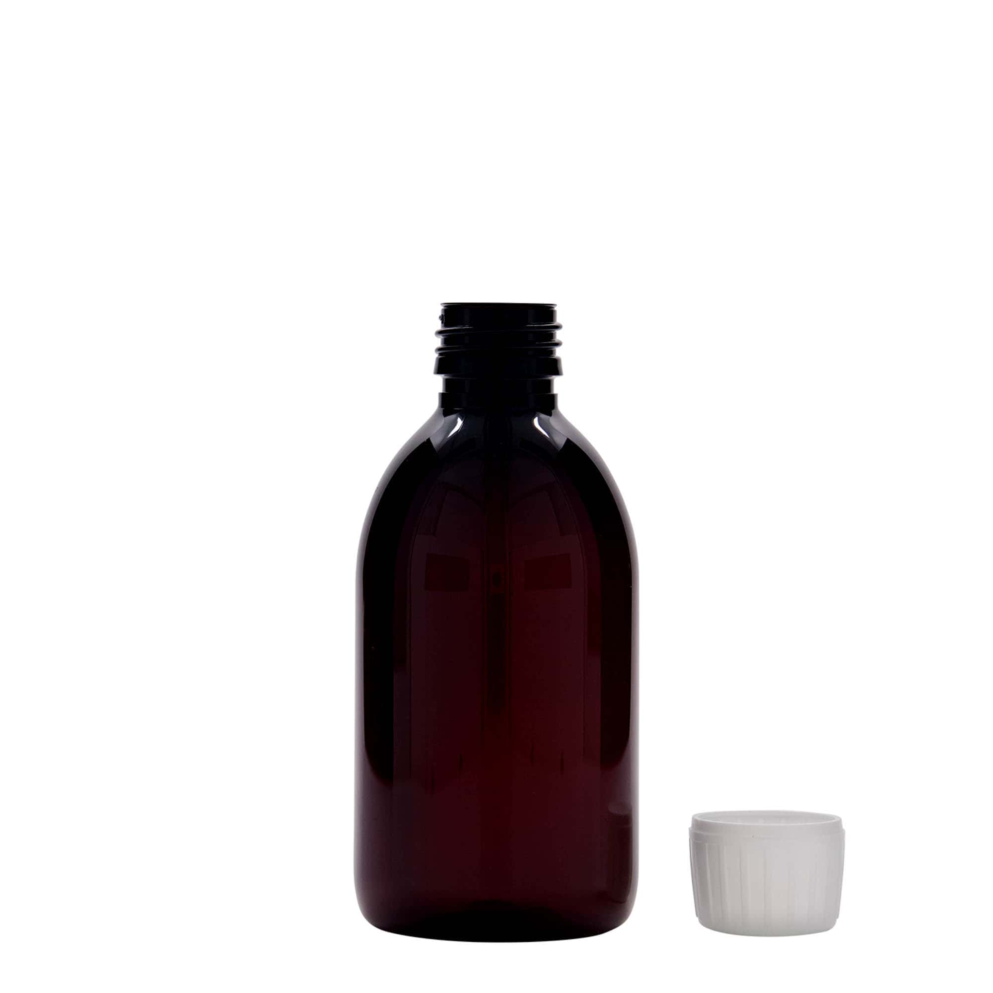 250 ml PET medicinska boca, braon, plastika, grlo: PP 28