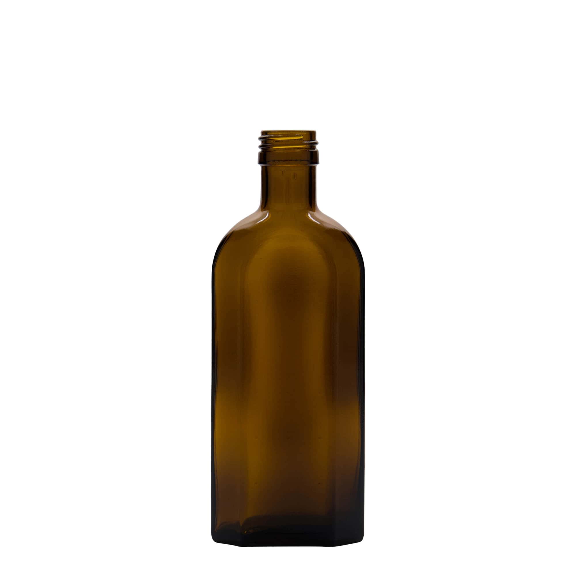250 ml medicinska bočica Meplat, ovalna, staklena, braon, grlo: PP 28