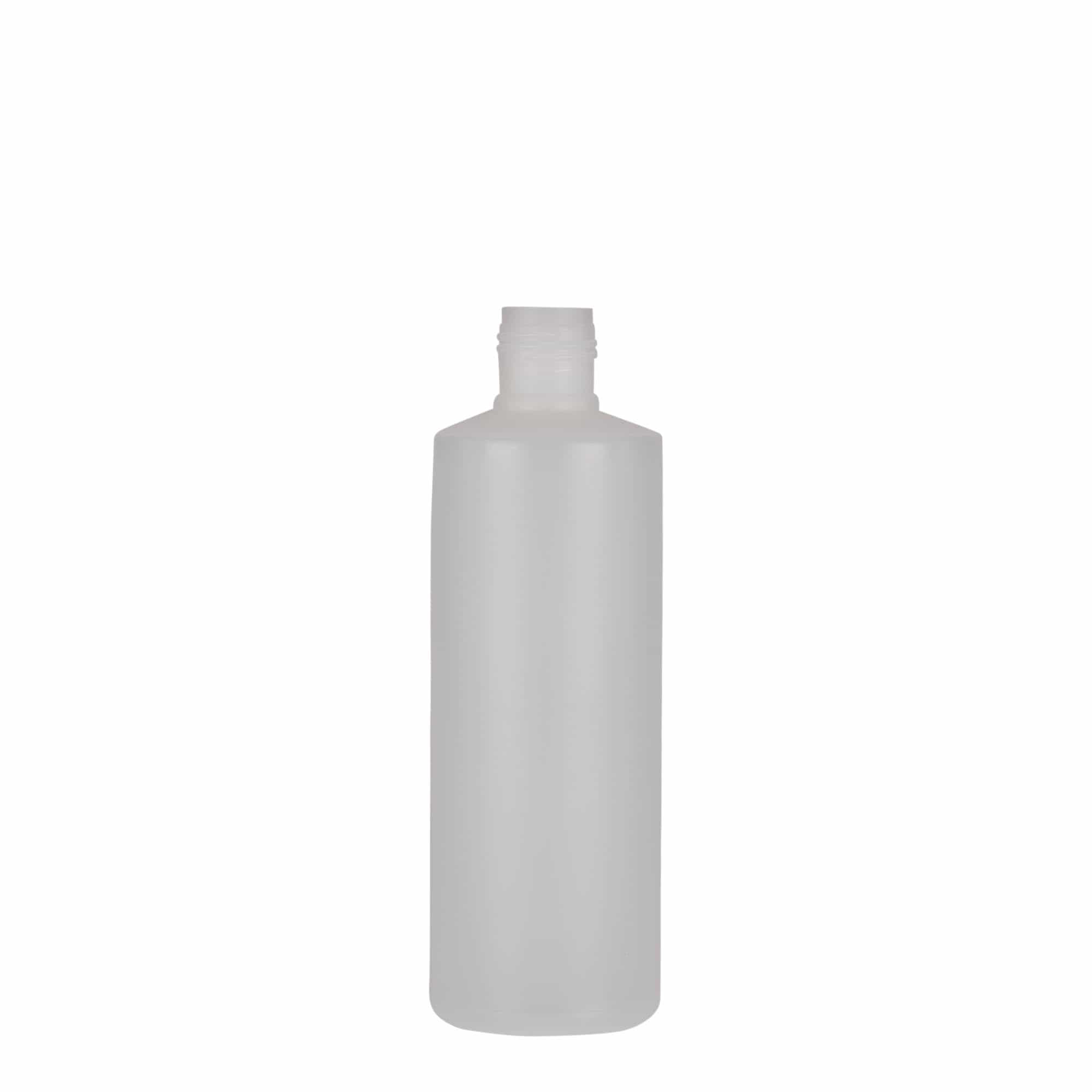 200 ml okrugla flaša, PE-plastika, prirodna boja, otvor: navojni zatvarač