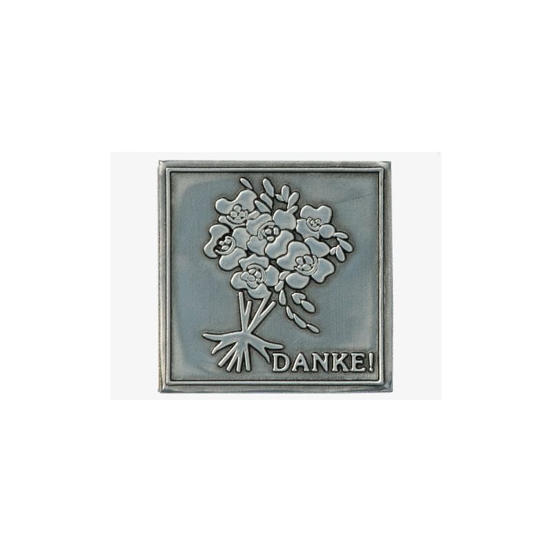 Metalna etiketa „Danke“, kvadratna, srebrna