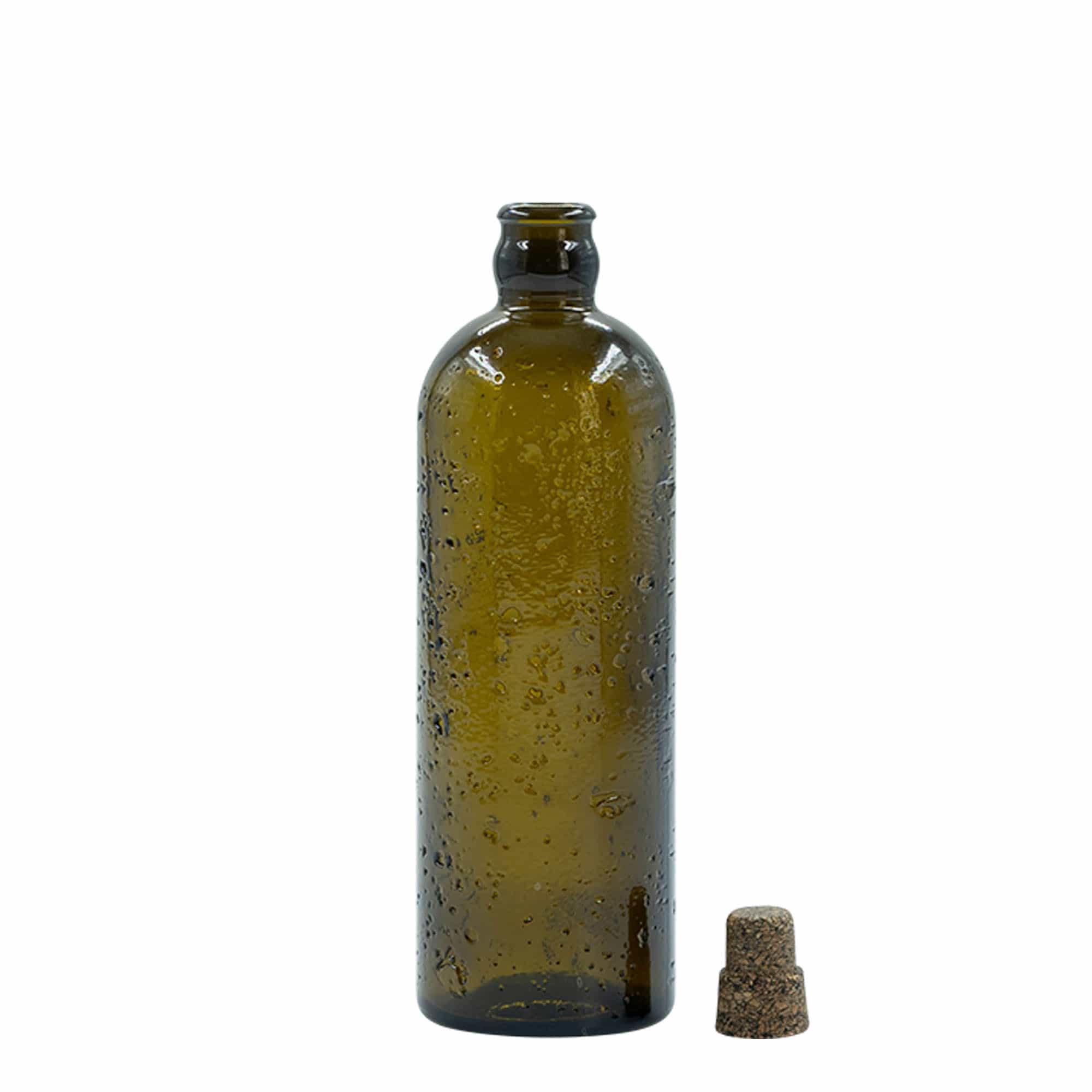 500 ml ručno rađena staklena flaša 'Bobber Jr', braon, grlo: čep