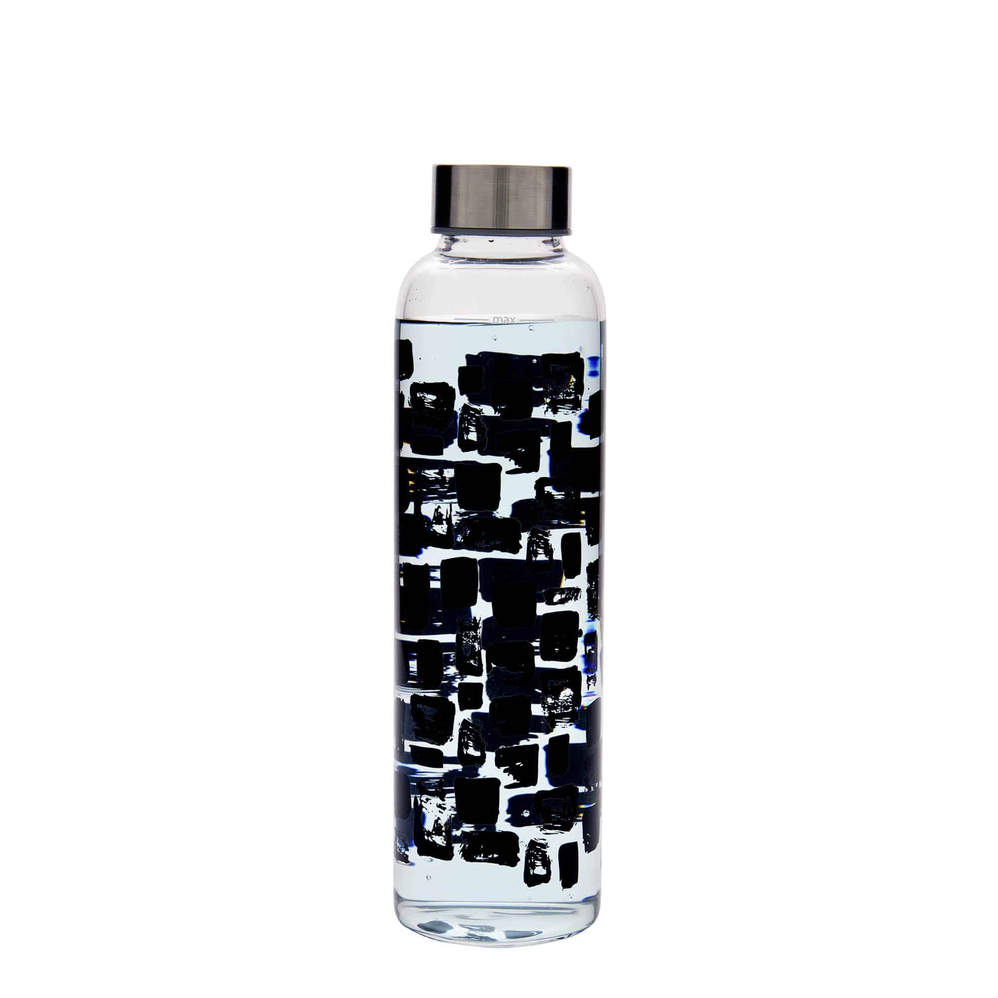 500 ml flaša za piće 'Perseus - Crni pravougaonici', otvor: navojni zatvarač