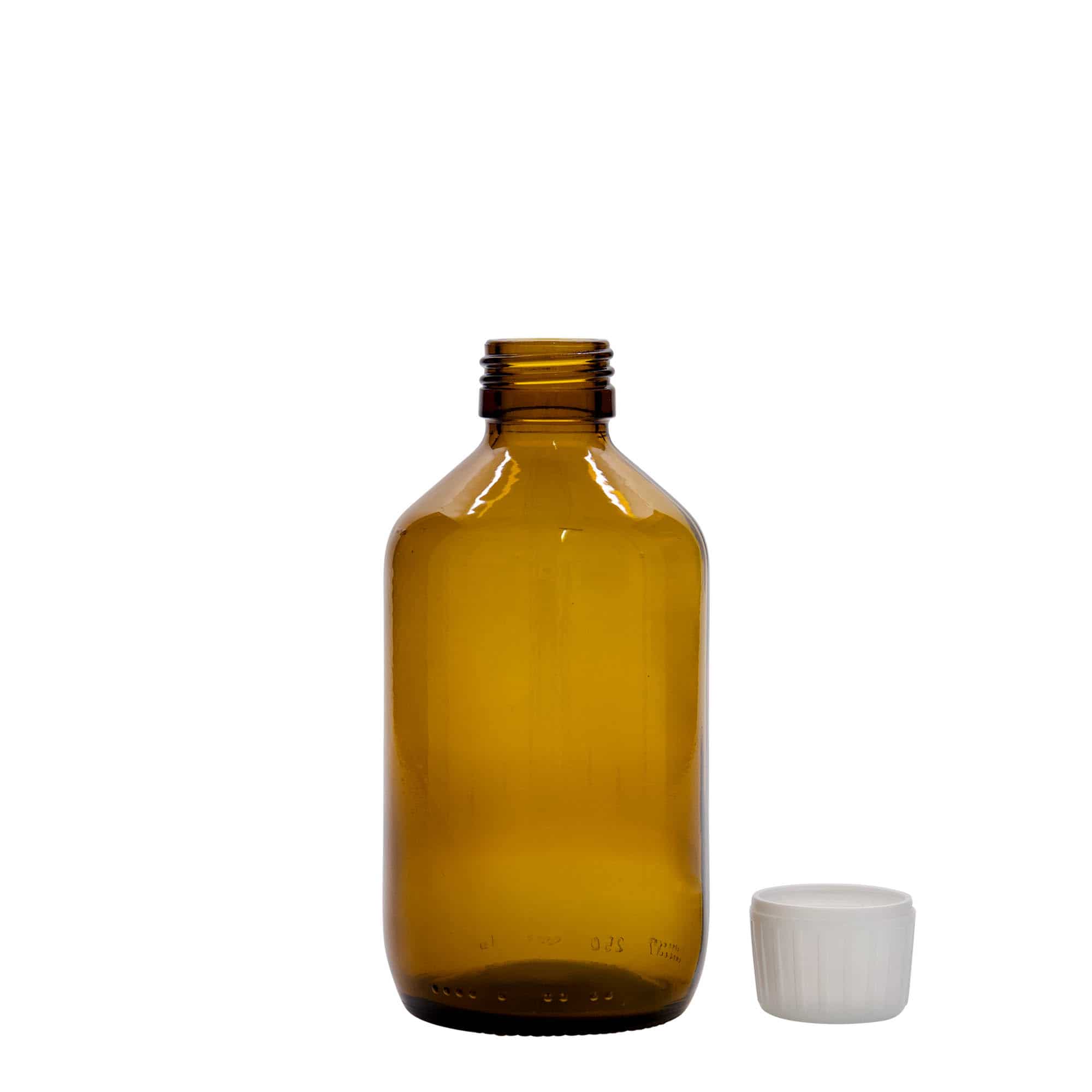 Medicinska boca od 250 ml, braon, staklo, otvor: PP 28