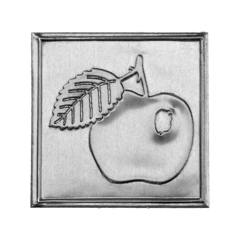 Limena etiketa 'Jabuka', kvadratna, metal, srebrna Limena etiketa 'Jabuka', kvadratna, metal, srebrna