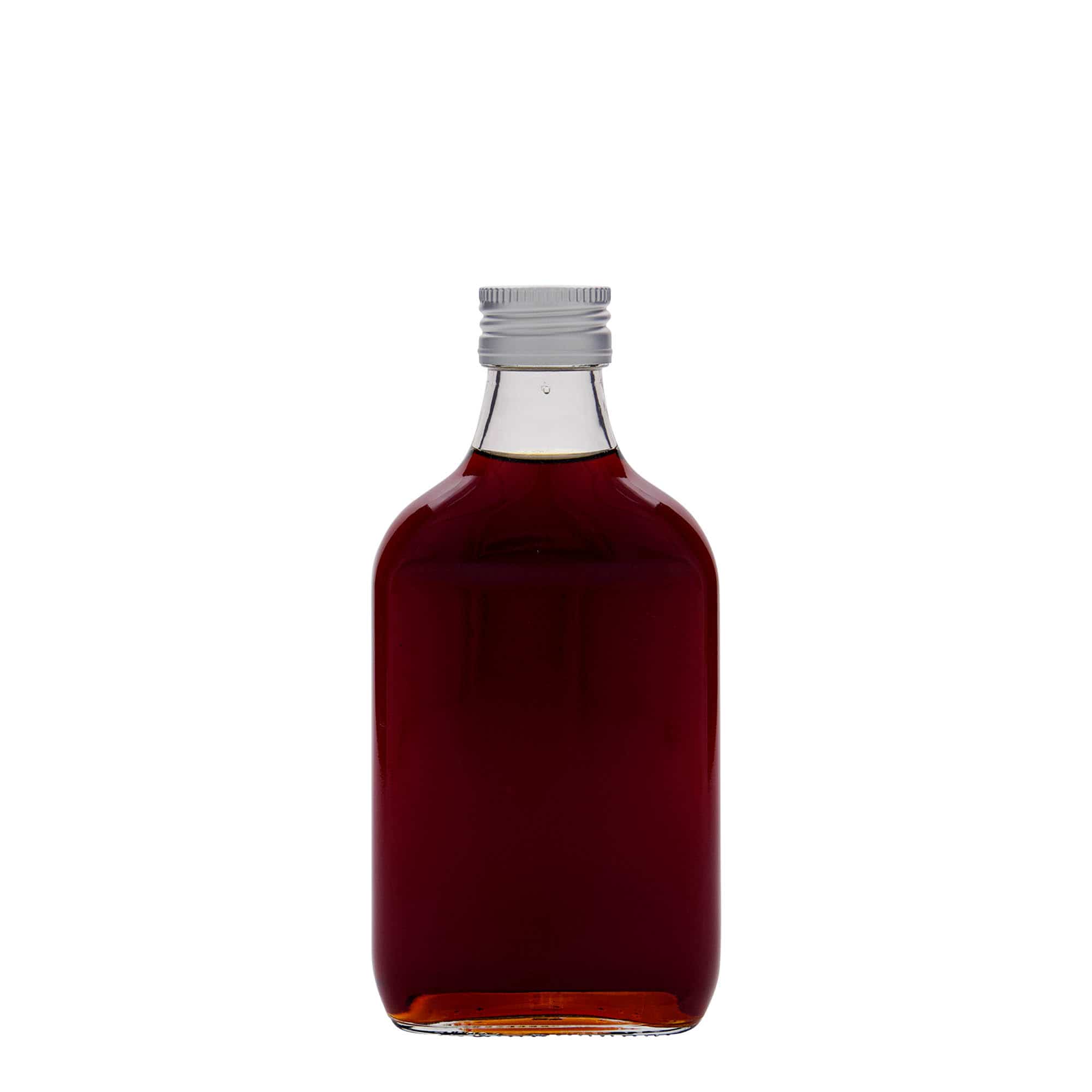Džepna boca od 200 ml, pravougaona, staklo, otvor: PP 28