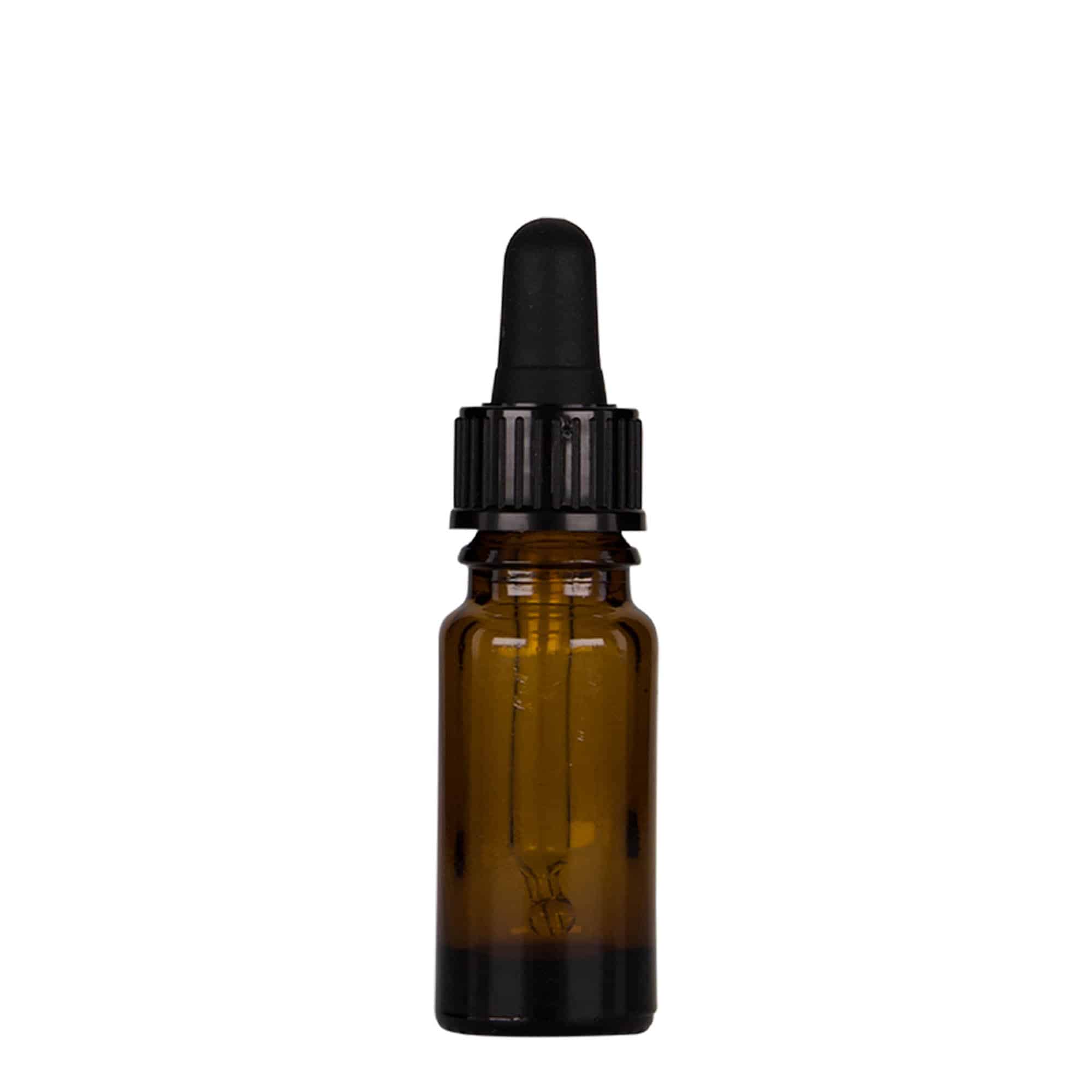 10 ml bočica sa pipetom, medicinska, staklena, braon-crna, grlo: DIN 18