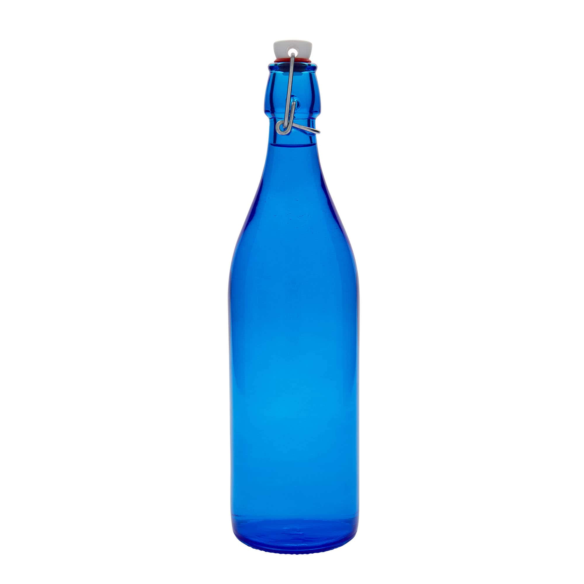 1.000 ml staklena flaša 'Giara', plava, otvor: kopča za zatvaranje