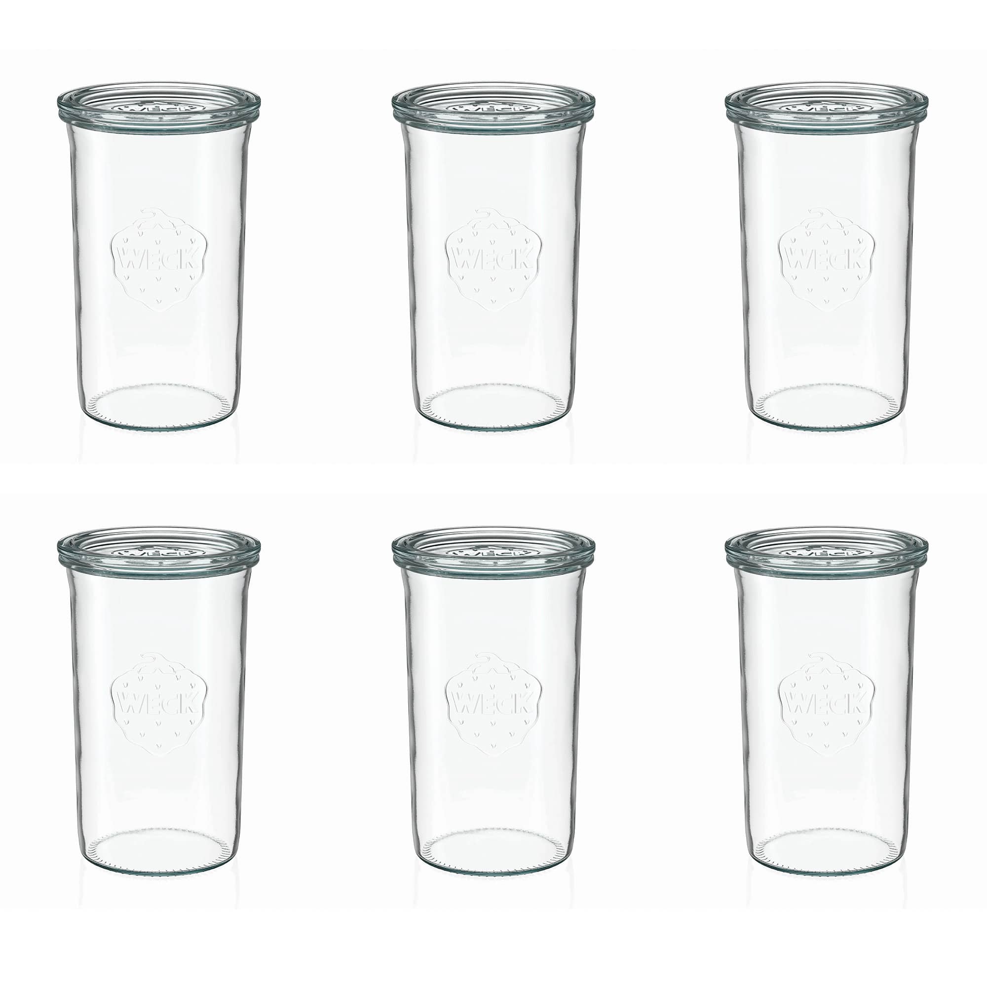6x 1000 ml WECK staklena tegle sa širokim otvorom sa staklenim poklopcem RR 100