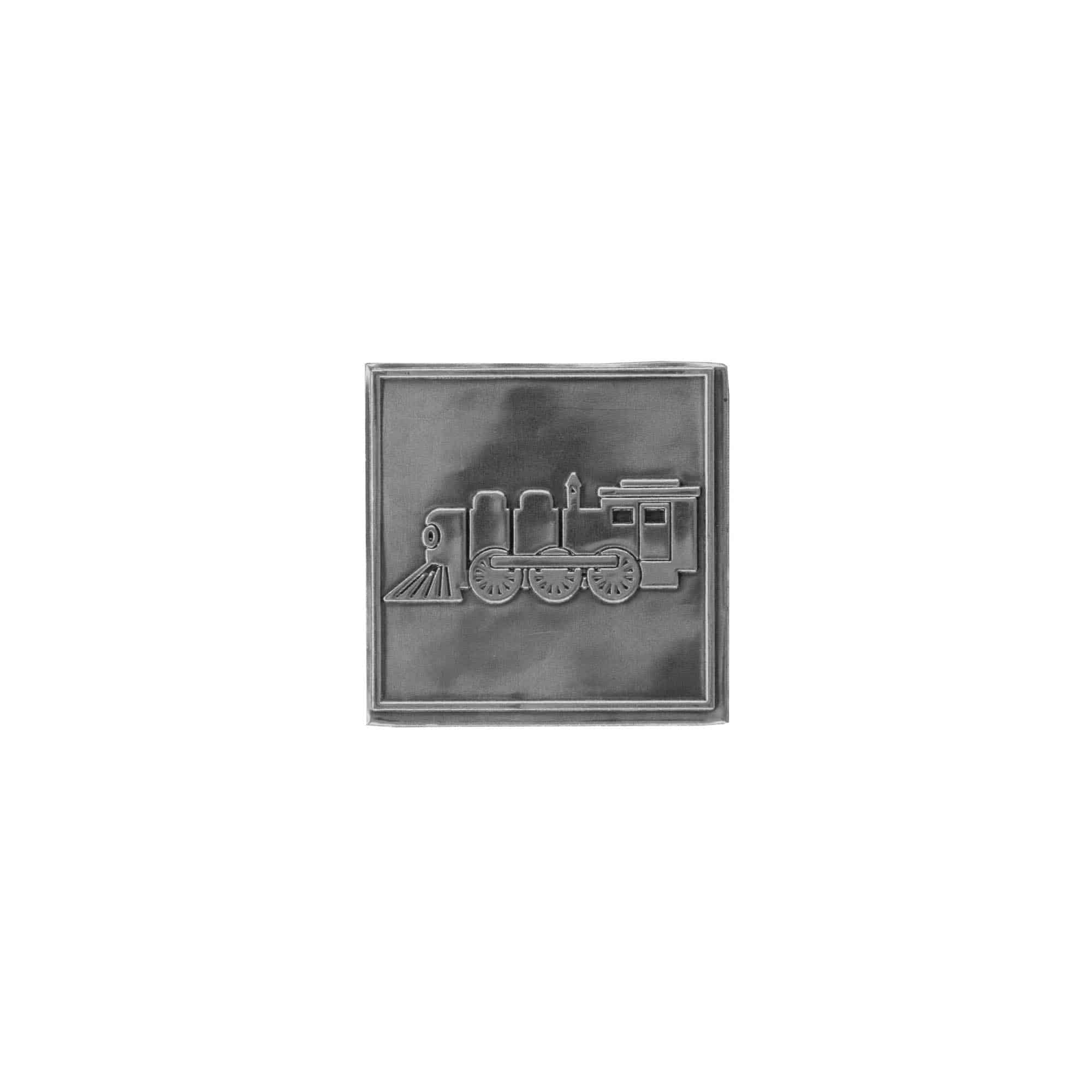 Limena etiketa 'Lokomotiva', kvadratna, metal, srebrna Limena etiketa 'Lokomotiva', kvadratna, metal, srebrna