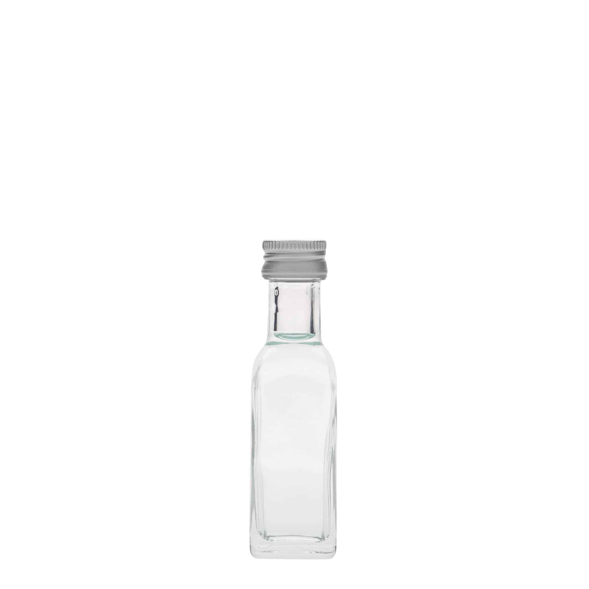 20 ml staklena bočica 'Marasca', kvadratna, grlo: PP 18