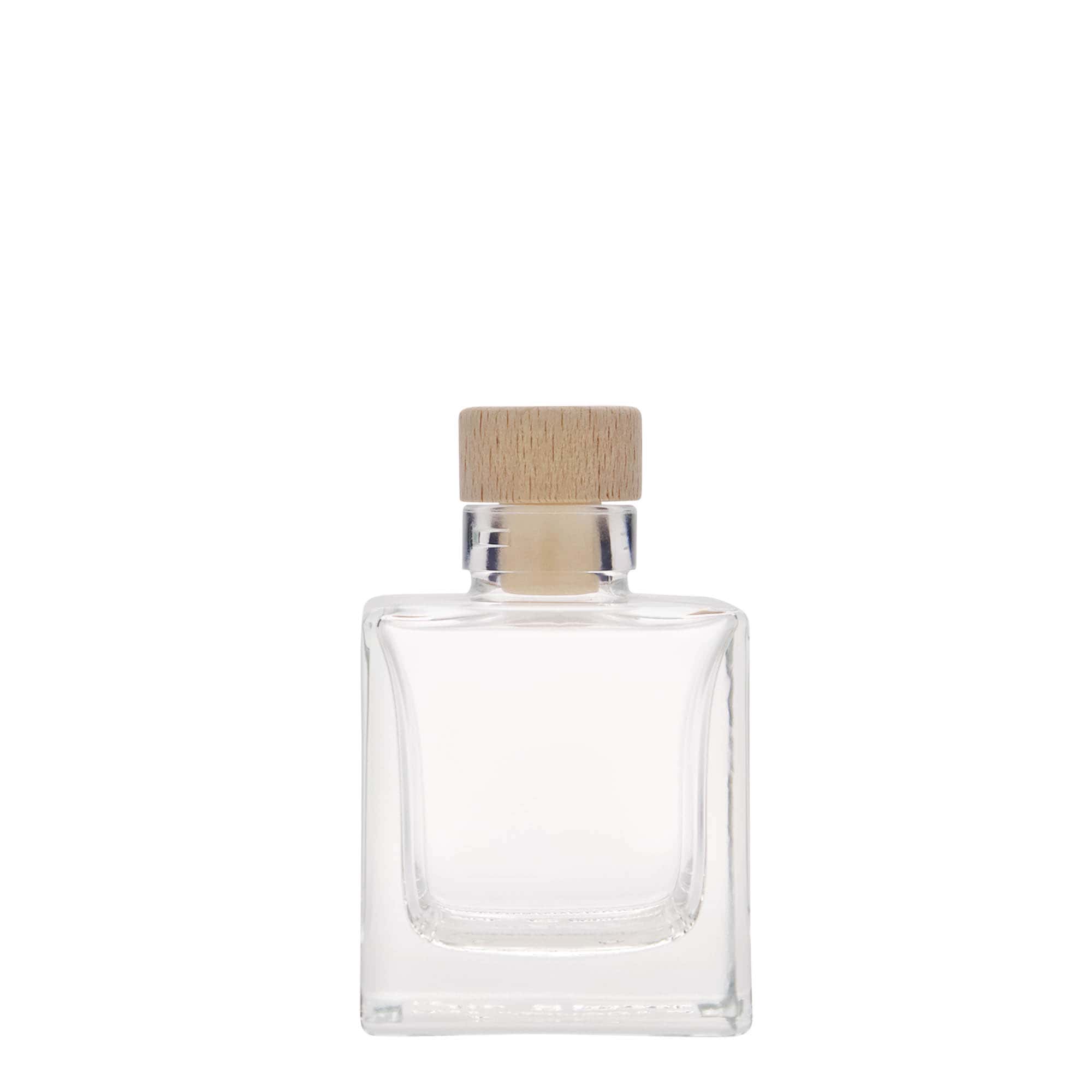 100 ml staklena flaša 'Cube', kvadratna, otvor: čep