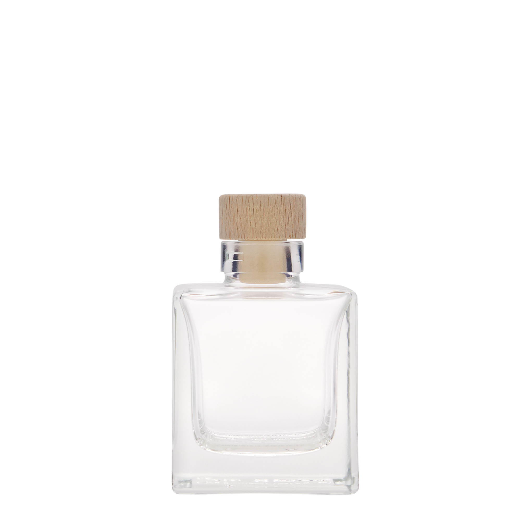 100 ml staklena flaša 'Cube', kvadratna, otvor: čep