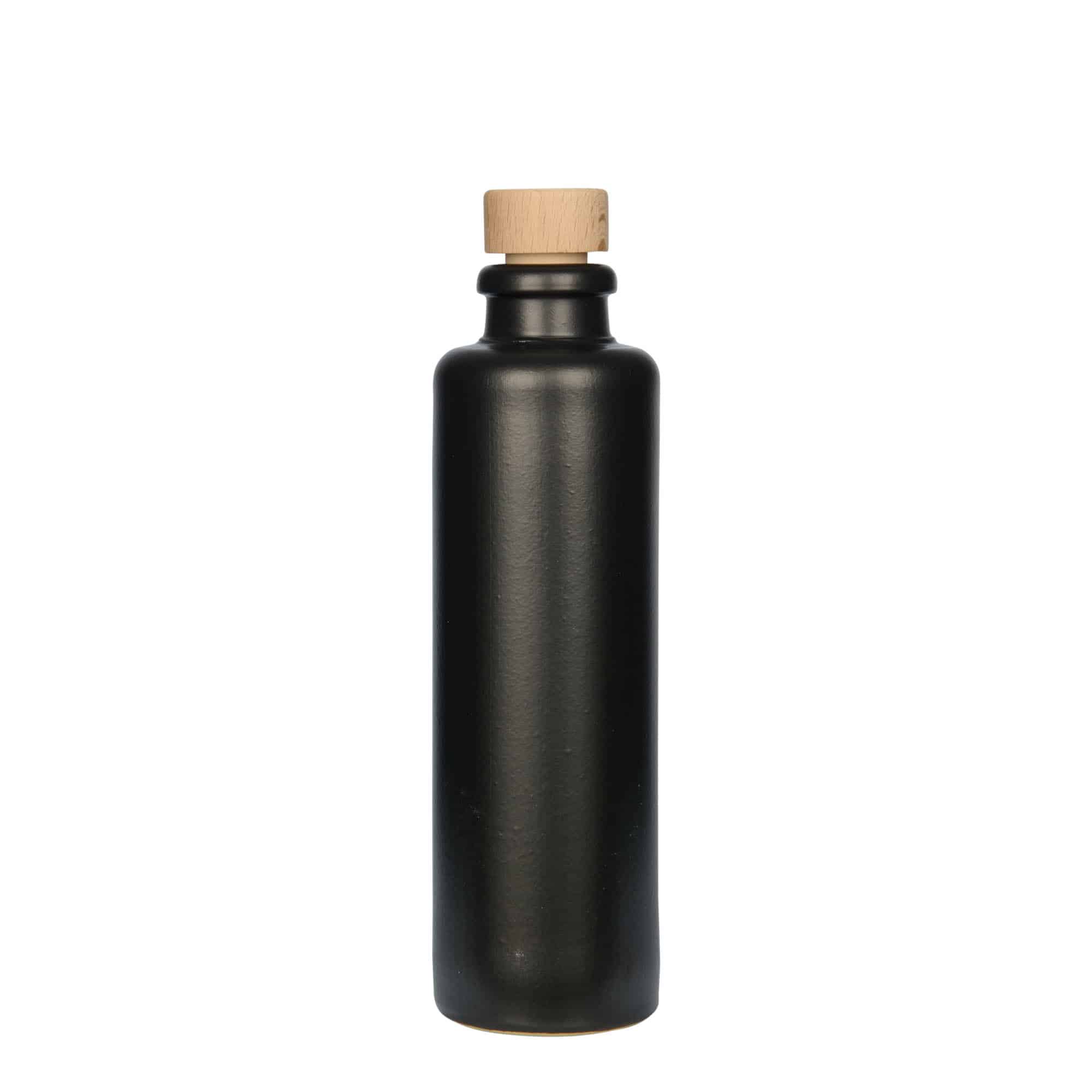 200 ml glineni vrč, kamenina, crni, otvor: pluta