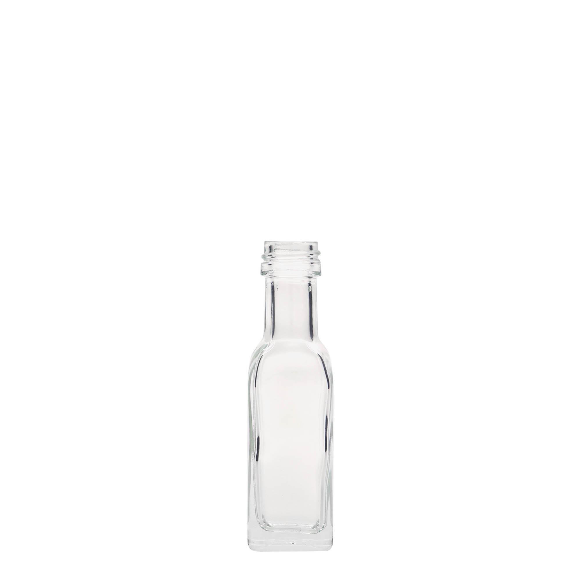 20 ml staklena bočica 'Marasca', kvadratna, grlo: PP 18 20 ml staklena bočica 'Marasca', kvadratna, grlo: PP 18
