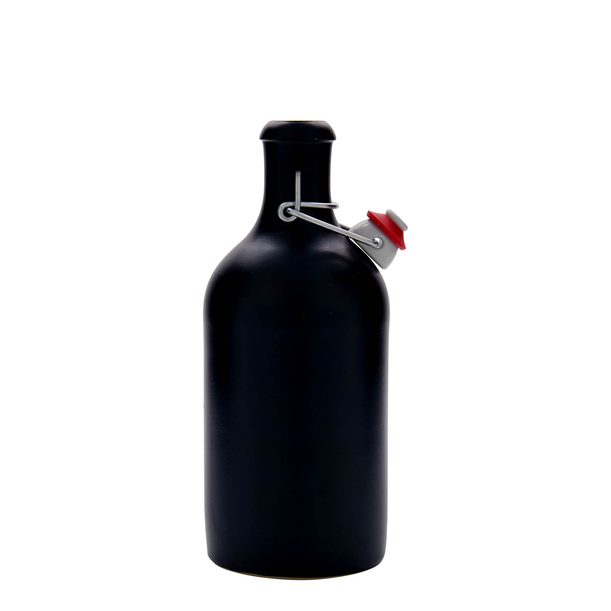 500 ml glineni bokal, kamenina, crni, otvor: zatvarač sa kopčom
