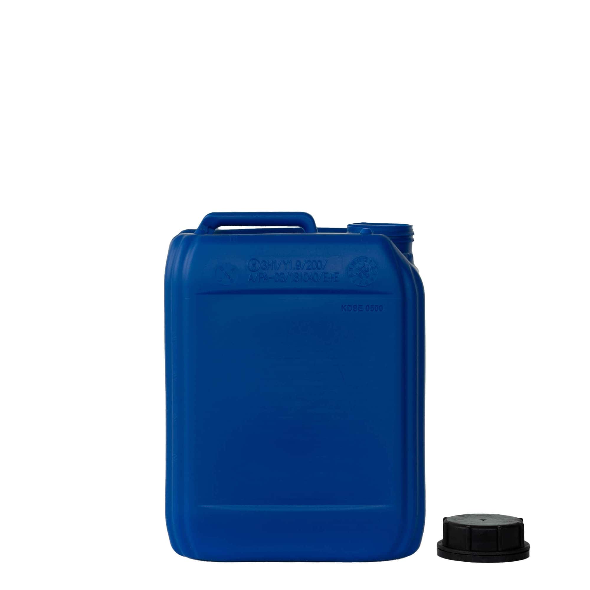 5 l kanister, pravougaoni, HDPE-plastika, plavi, otvor: ND 55