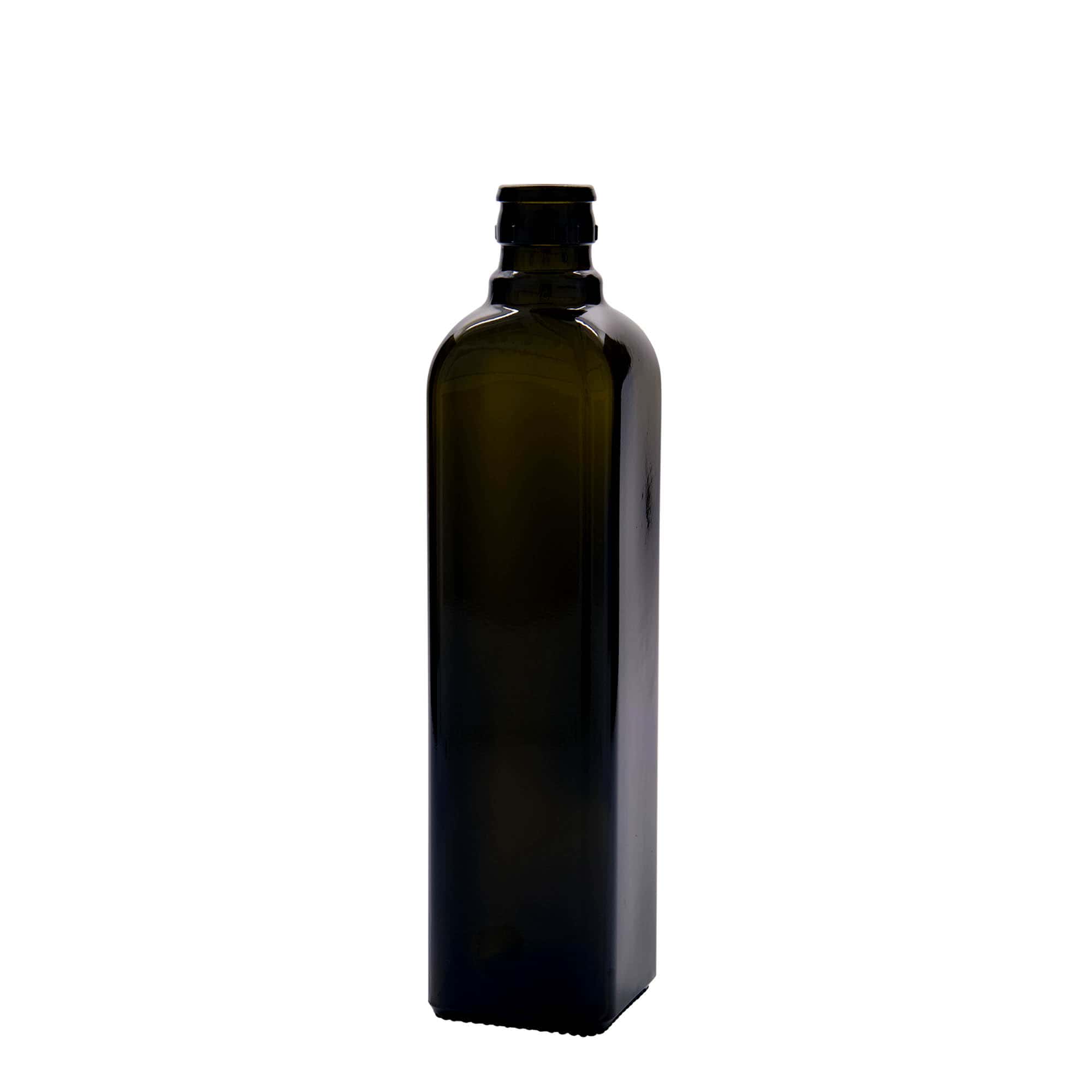 500 ml boca za sirće/ulje 'Quadra', staklena, kvadratna, antikno zelena, grlo: DOP