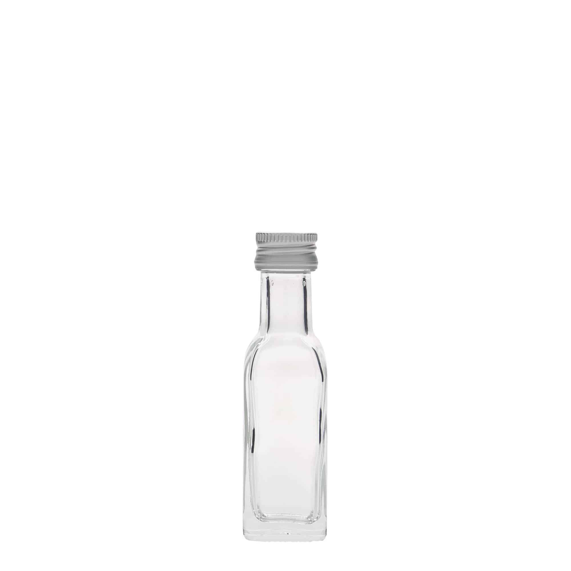 20 ml staklena bočica 'Marasca', kvadratna, grlo: PP 18