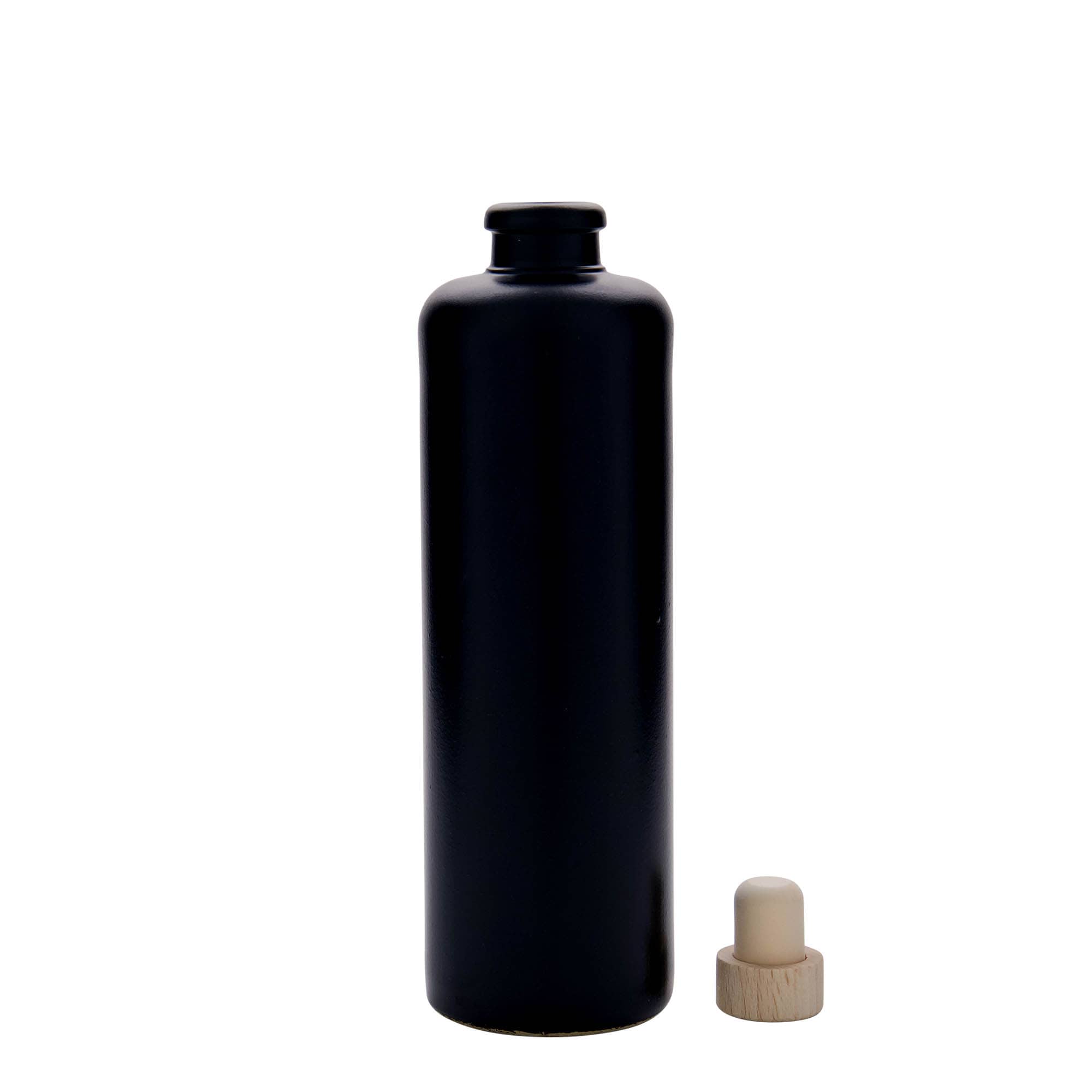 500 ml glineni vrč, kamenina, crni, otvor: pluta