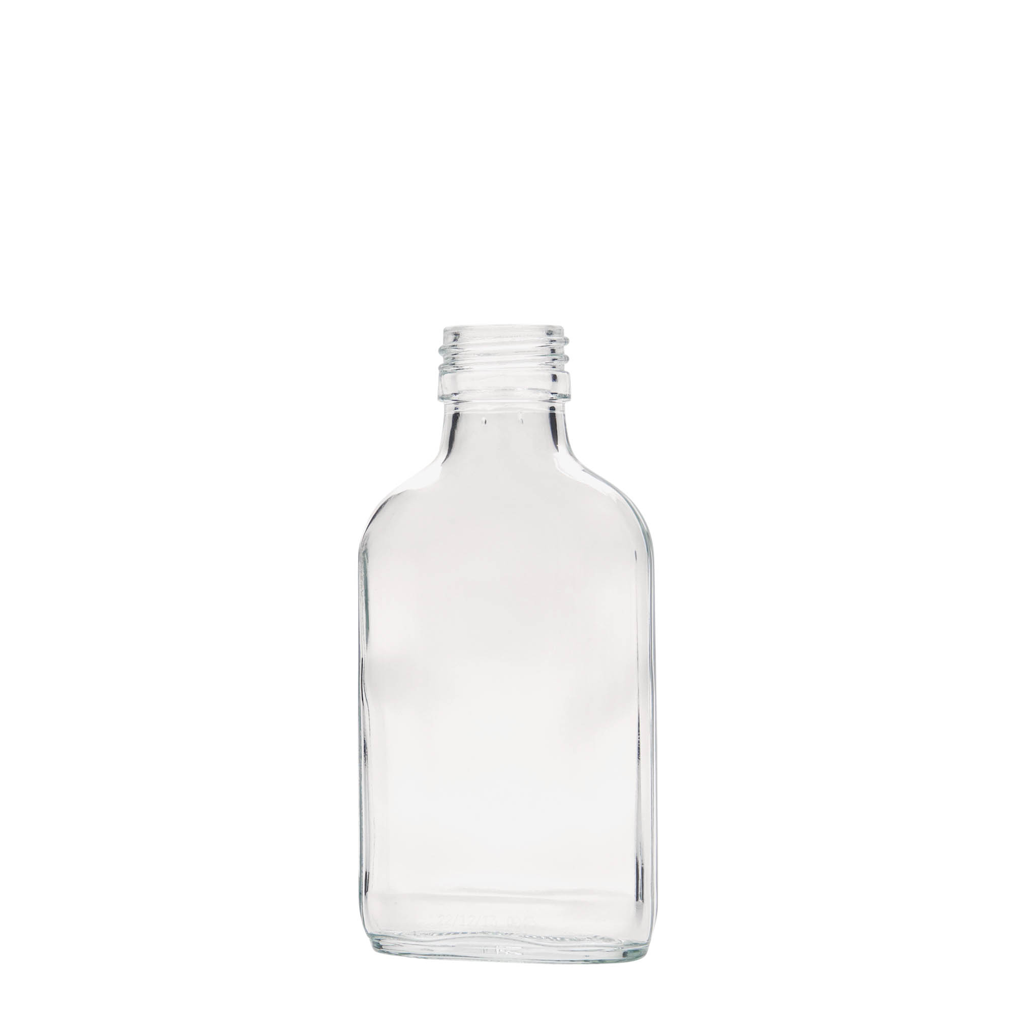 100 ml džepna bočica, pravougaona, staklo, grlo: PP 28