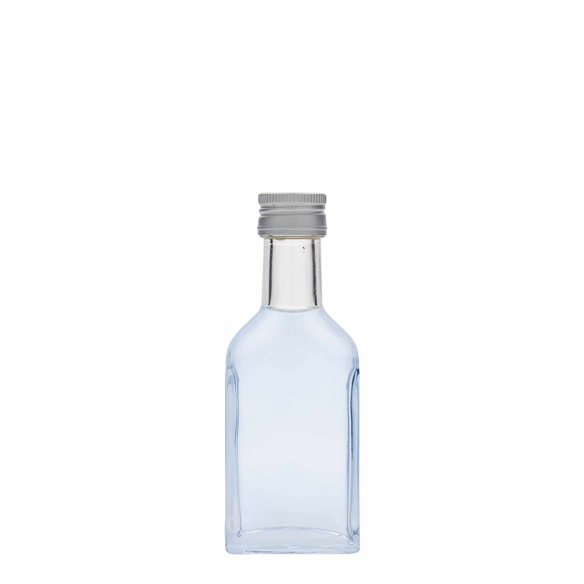 Džepna boca od 40 ml sa dugim grlom, pravougaona, staklo, otvor: PP 22